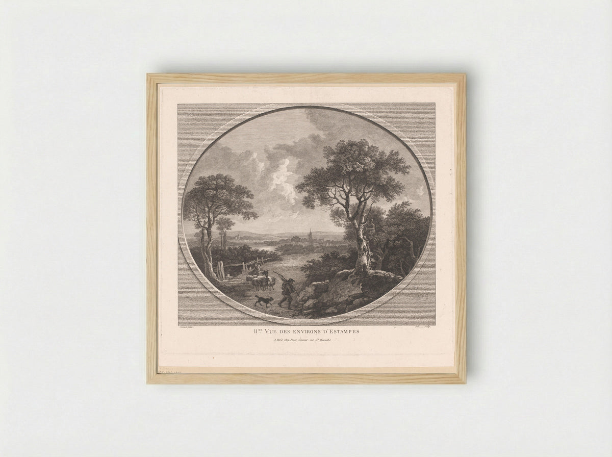 IIme Vue des Environs d'Estampes - Nicolas Ponce - Framed Print Wood