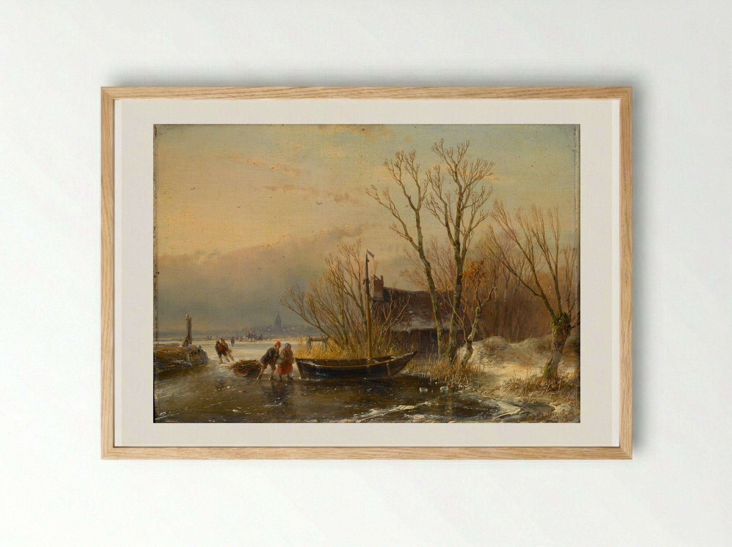 IJsgezicht met houtsprokkelaars - Andreas Schelfhout - Framed Print Wood
