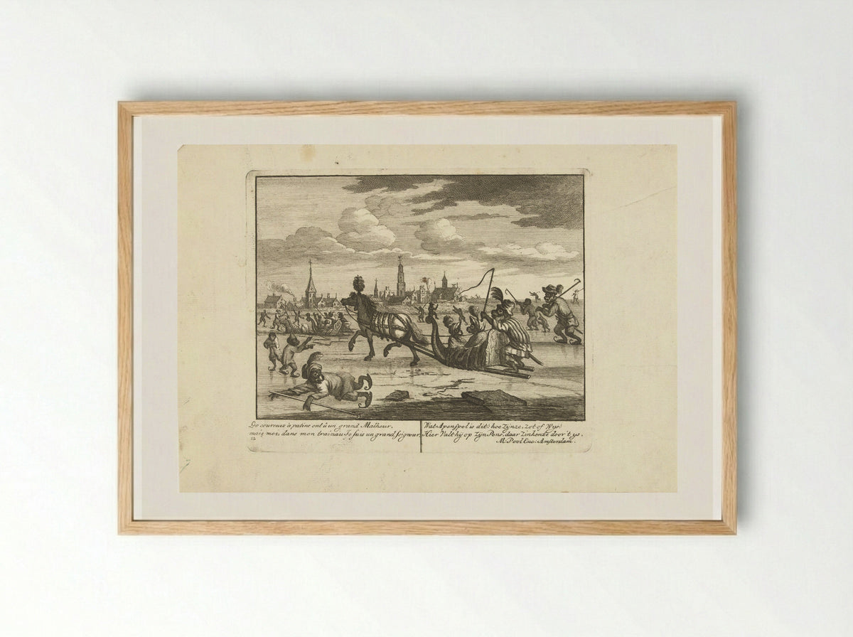IJsvermaak met apen - Matthijs Pool - Framed Print Wood