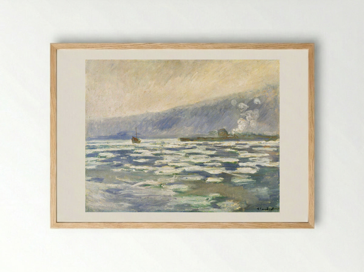 Ice, Lock at Port-Villez - Claude Monet - Framed Print Wood