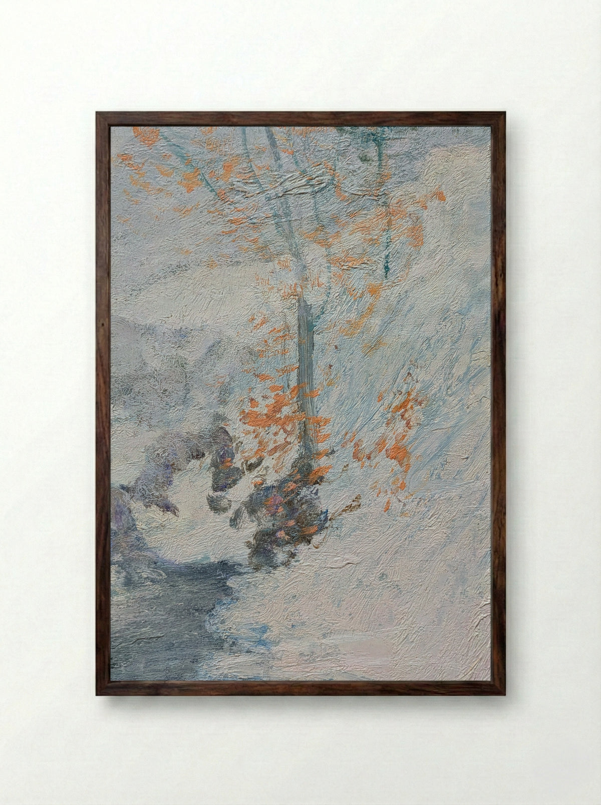 Icebound - John Henry Twachtman - Framed Print Dark Wood
