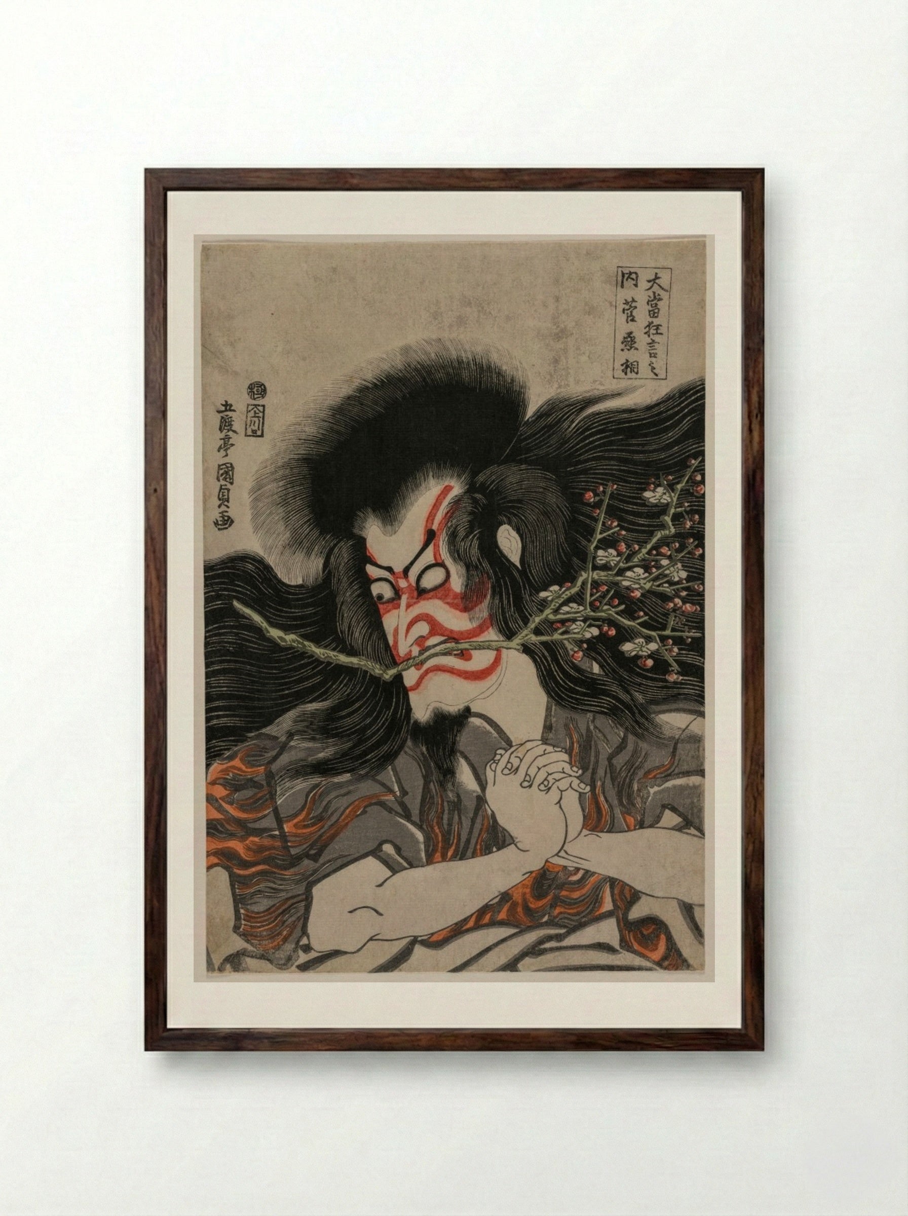 Ichikawa Danjuro VII as Kan Shojo - Utagawa Kunisada - Framed Print Dark Wood