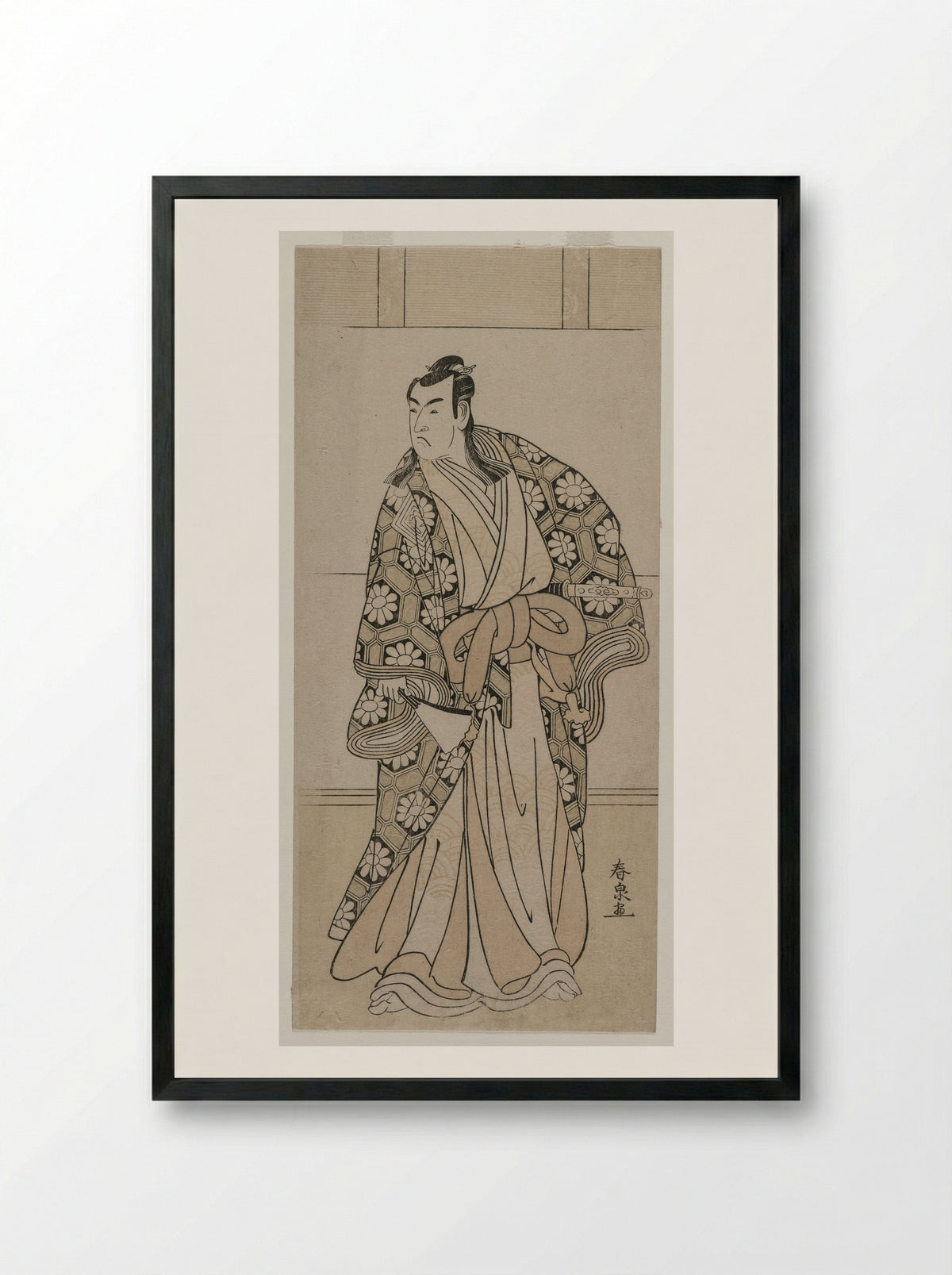 Ichikawa Monnosuke II as a Lord - Katsukawa Shunkō II - Framed Print Black