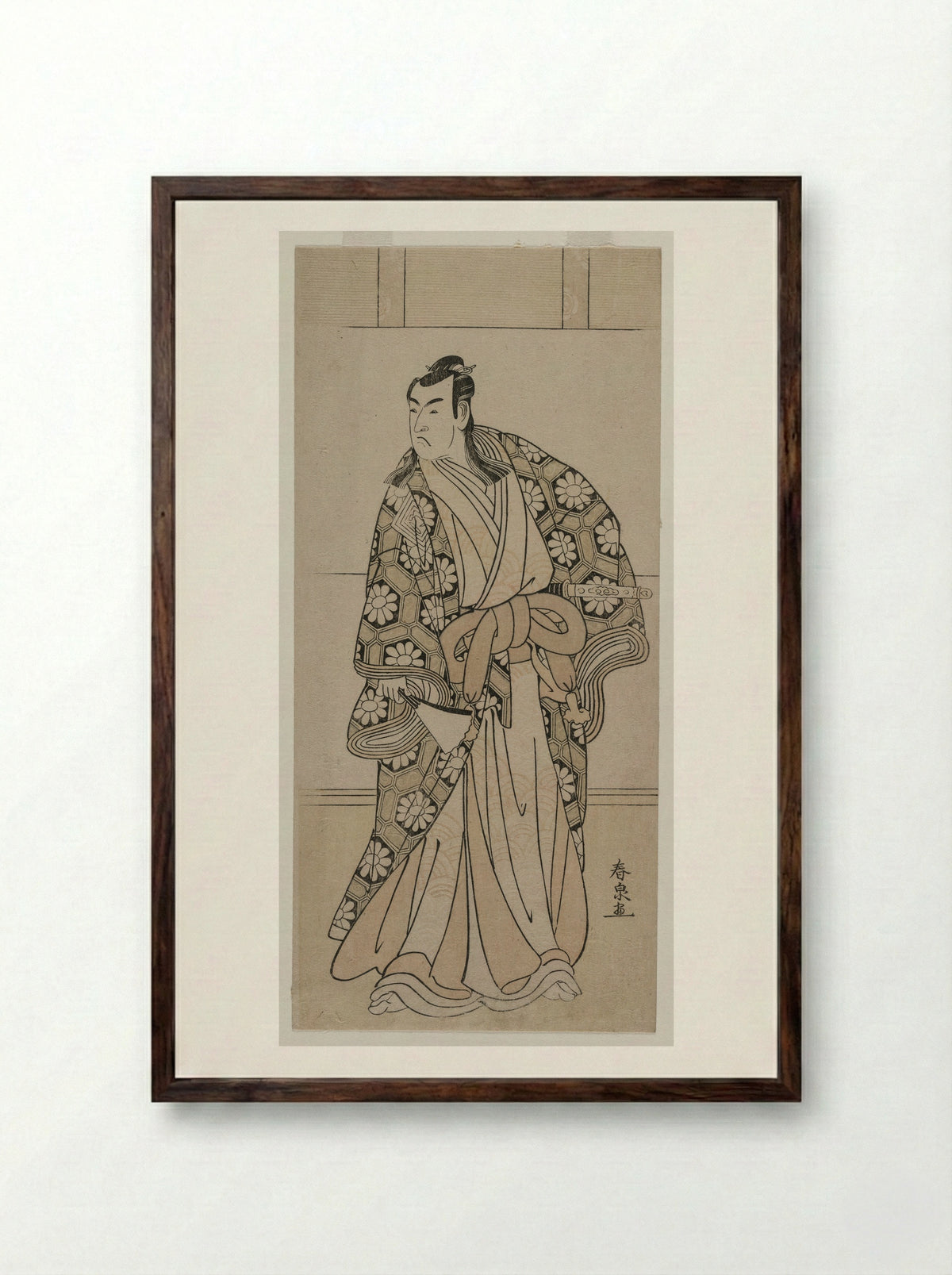 Ichikawa Monnosuke II as a Lord - Katsukawa Shunkō II - Framed Print Dark Wood