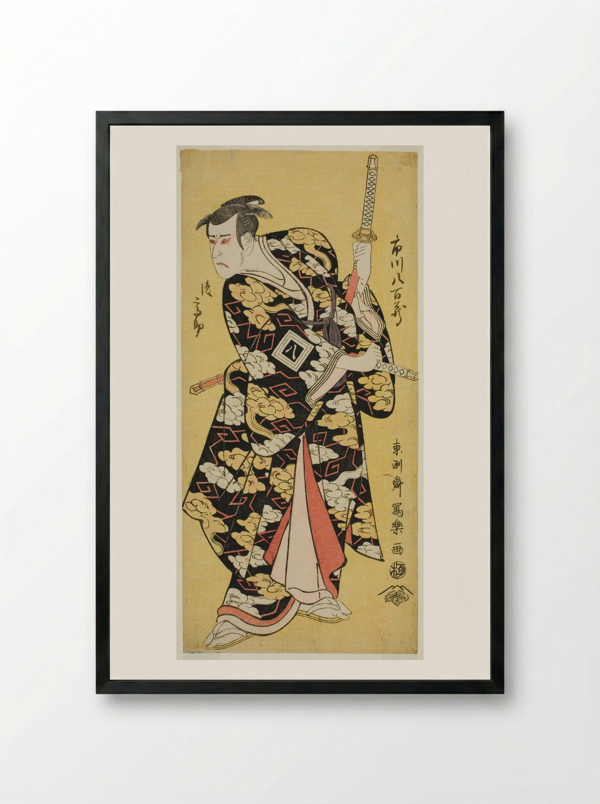 Ichikawa Yaozo III in the Role of Fuwa no Banzaemon Shigekatsu - Tōshūsai Sharaku - Framed Print Black