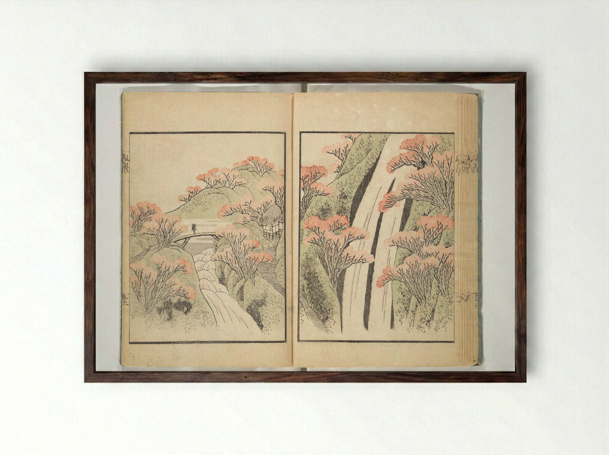 Ichirō Picture Album (Ichirō gafu) - Yashima Gakutei - Framed Print Dark Wood