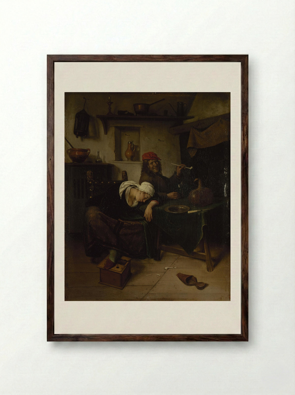 Idlers - Jan Steen - Framed Print Dark Wood