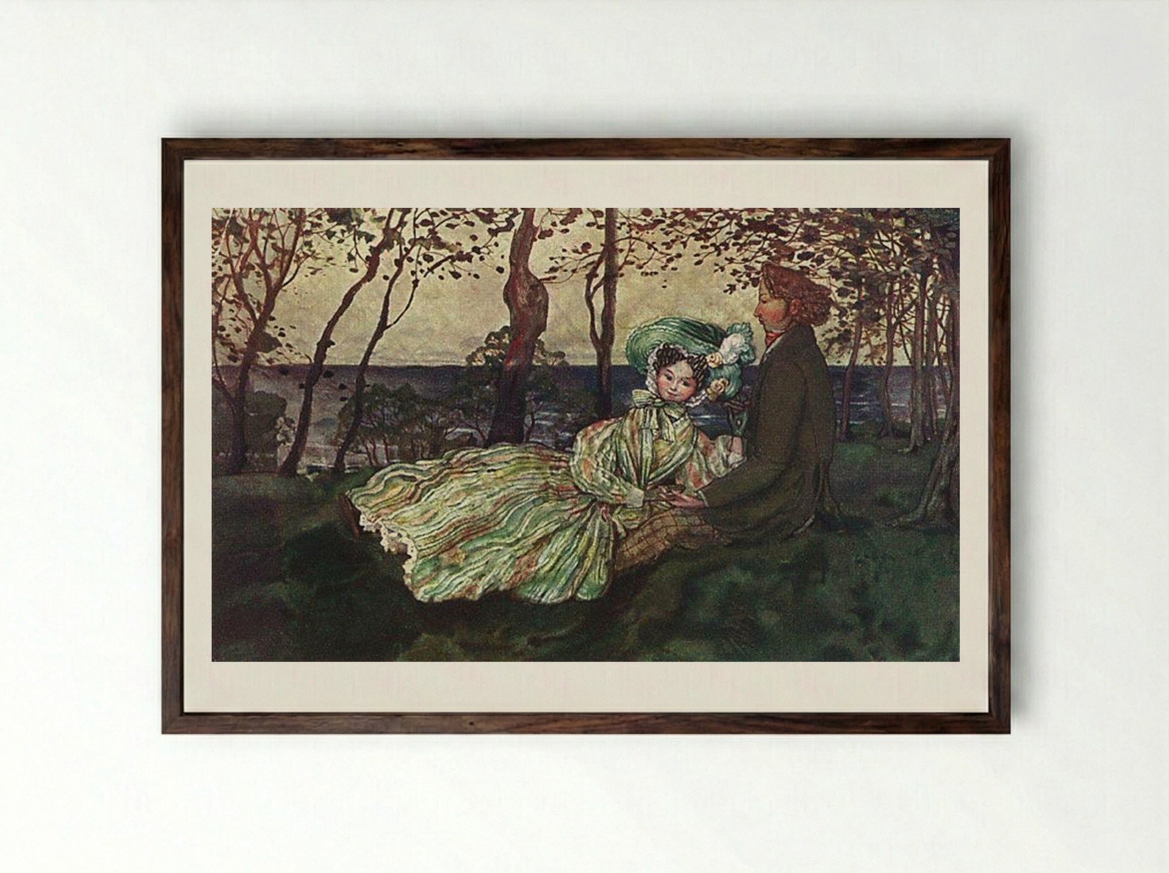 Idyll - Konstantin Somov - Framed Print Dark Wood