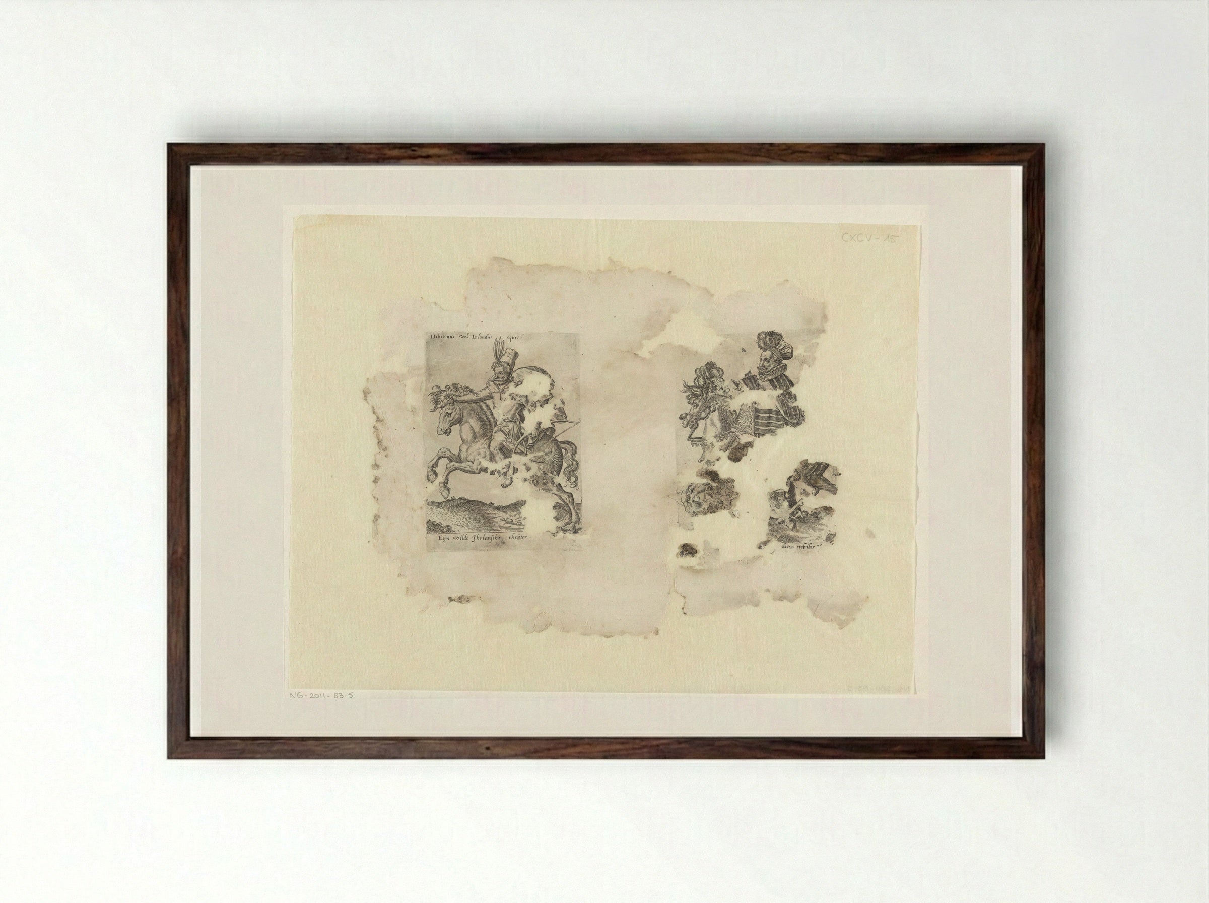 Ierse ruiter en Spaanse heer - Abraham de Bruyn - Framed Print Dark Wood