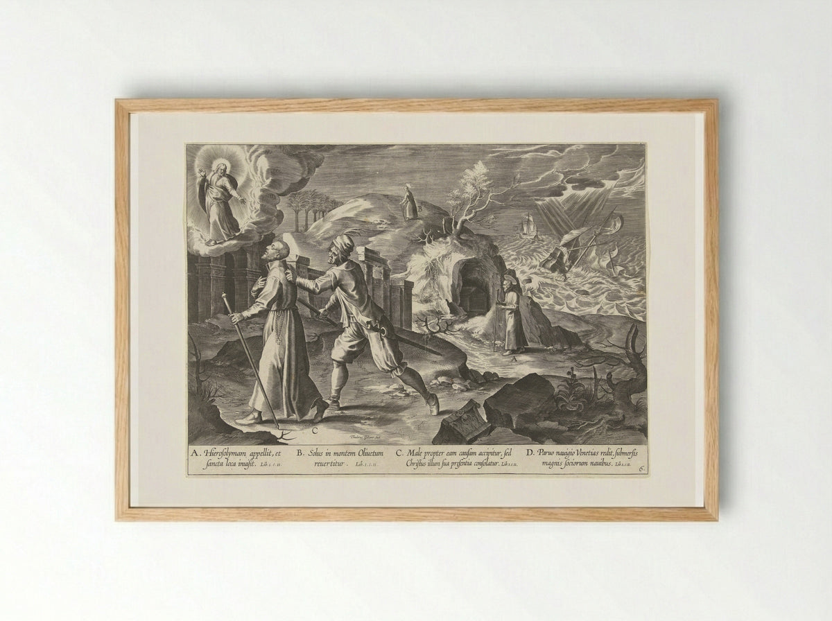 Ignatius bezoekt het Heilige Land - Theodoor Galle - Framed Print Wood