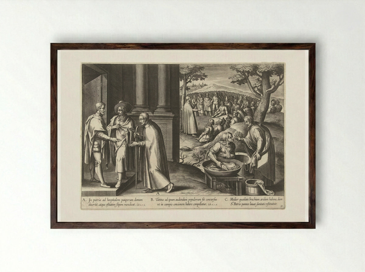 Ignatius in Spanje - Theodoor Galle - Framed Print Dark Wood