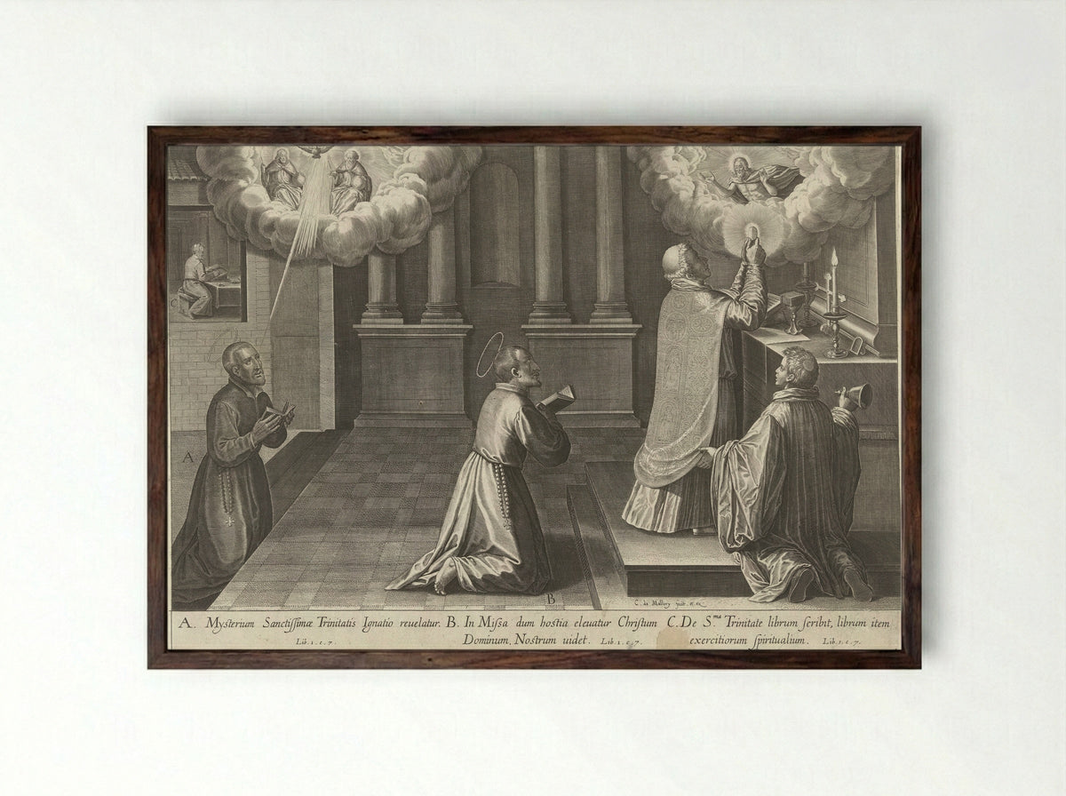 Ignatius krijgt visioenen - Theodoor Galle - Framed Print Dark Wood