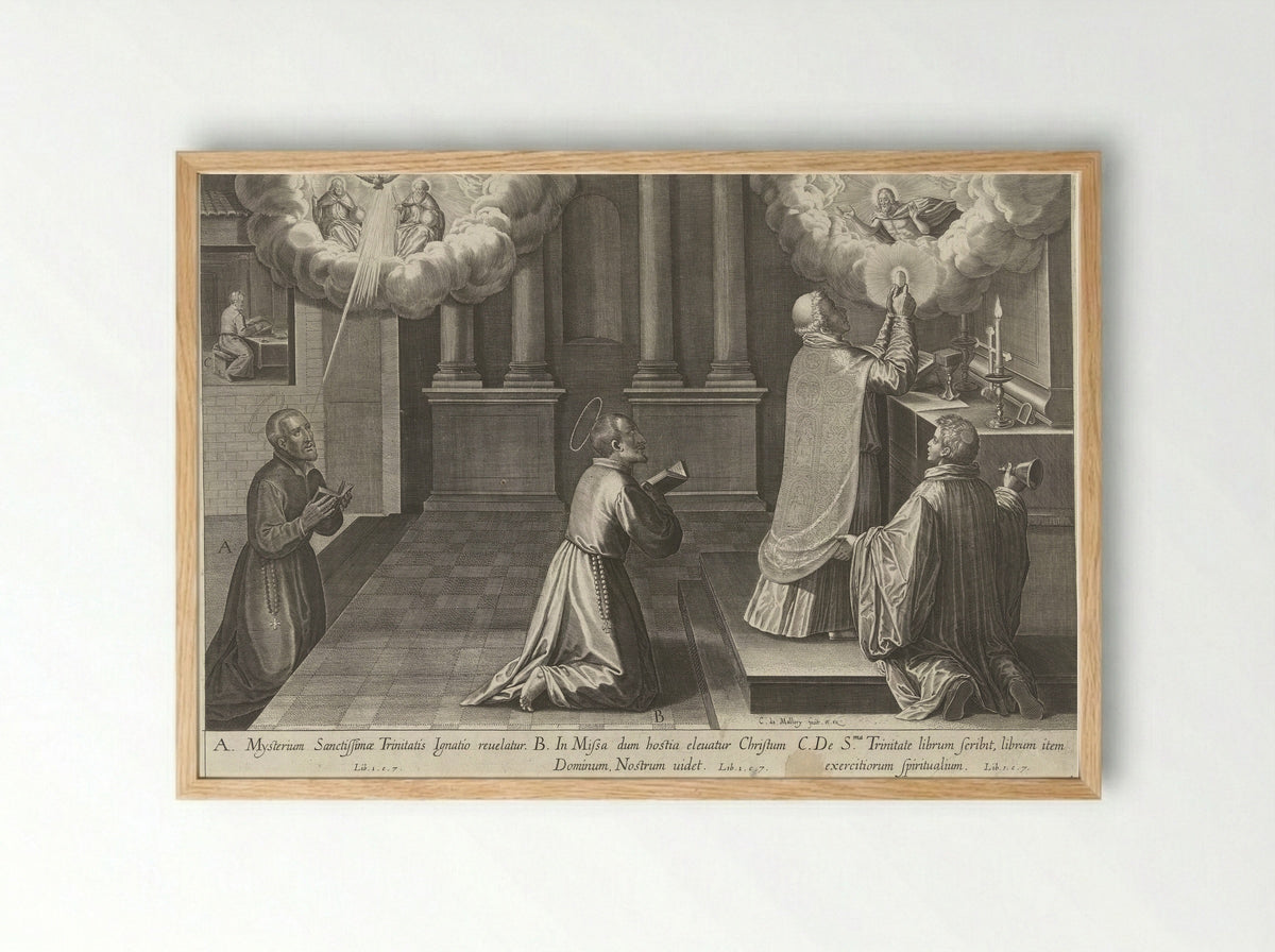 Ignatius krijgt visioenen - Theodoor Galle - Framed Print Wood