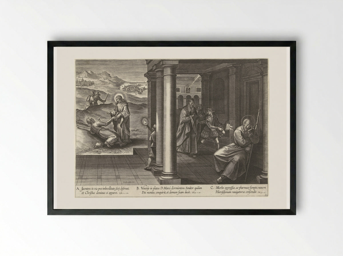 Ignatius on the Way to Venice - Theodoor Galle - Framed Print Black