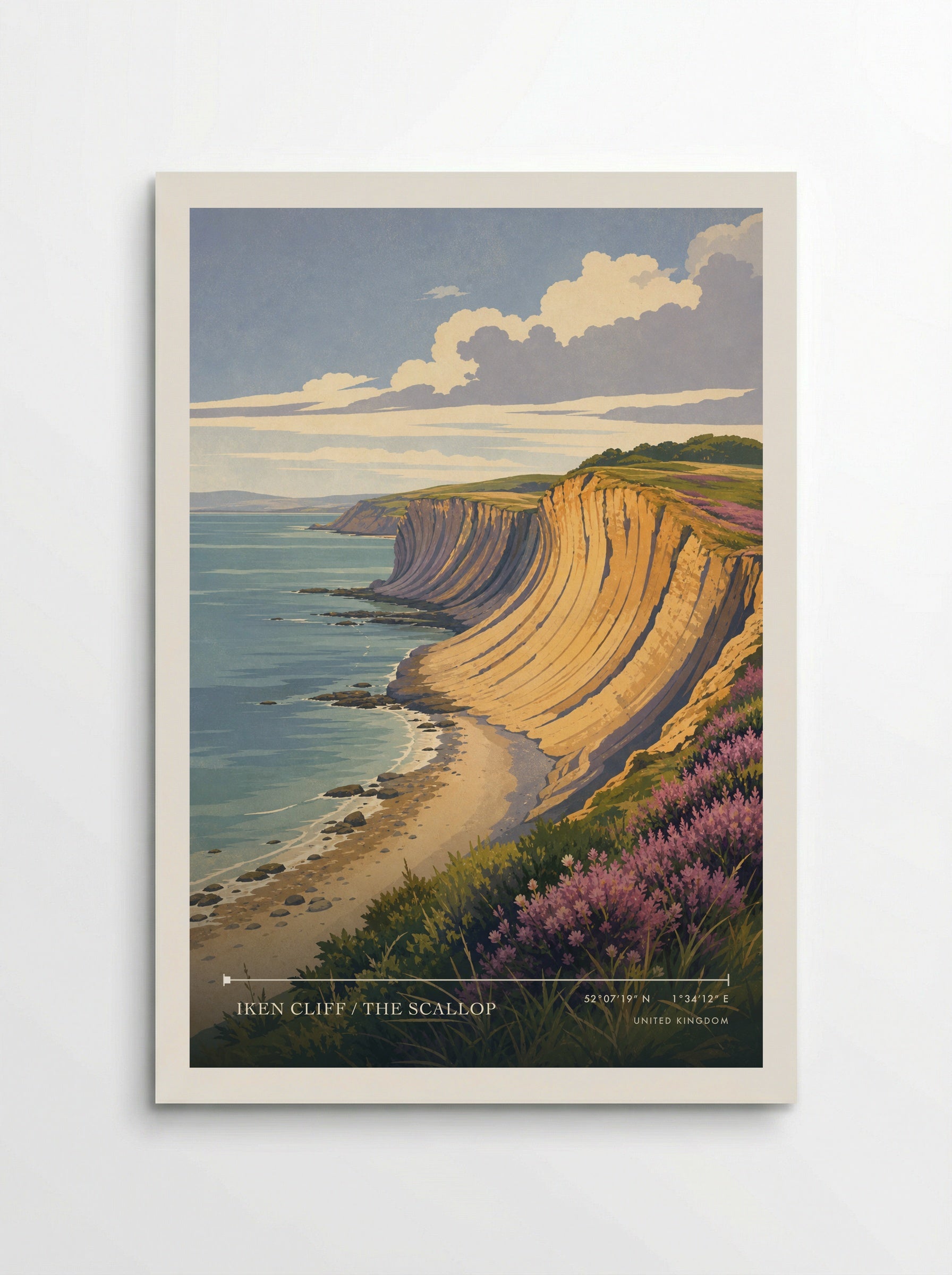 Iken Cliff / The Scallop United Kingdom Travel Poster - Poster