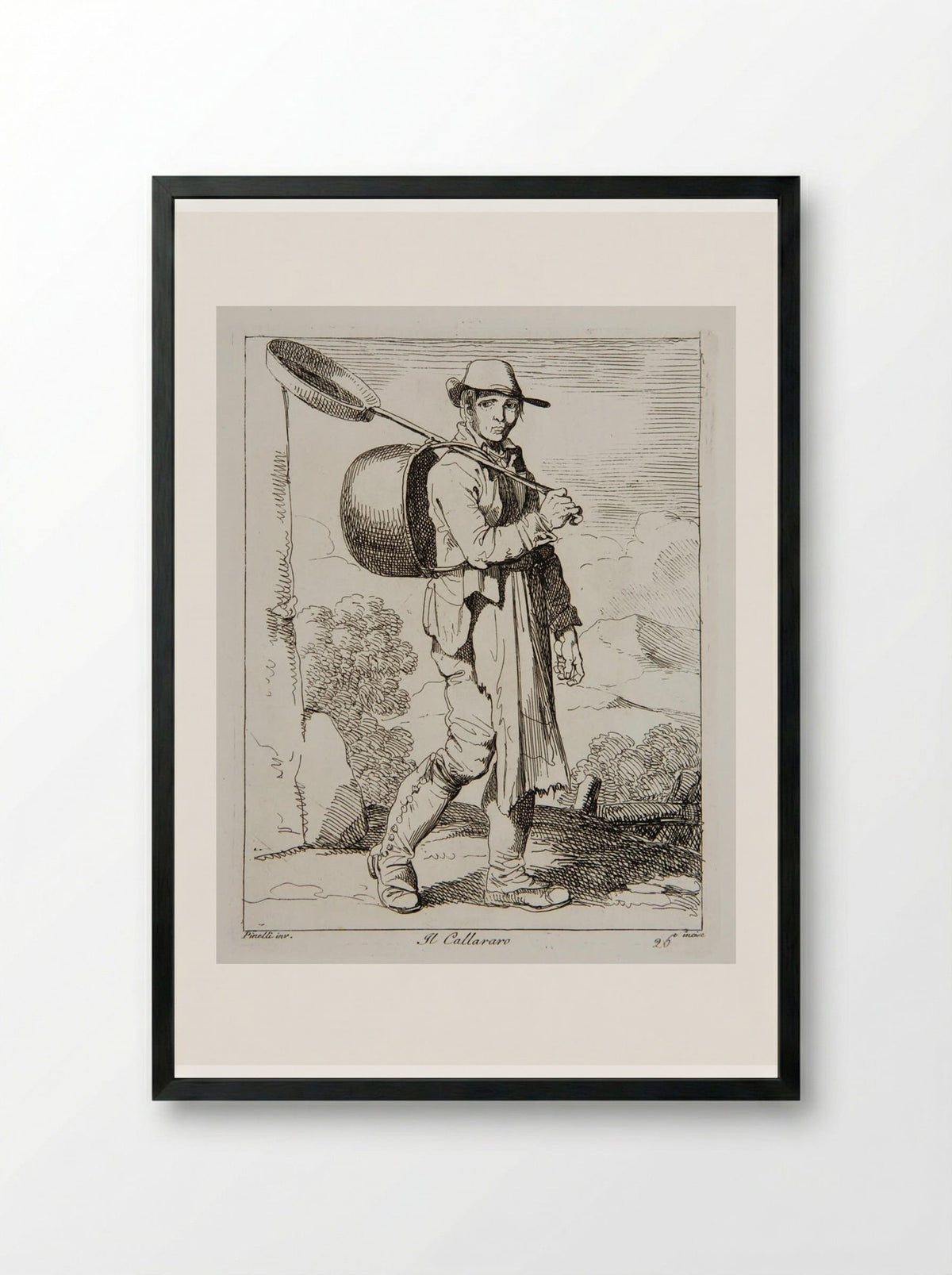Il Callararo - Bartolomeo Pinelli - Framed Print Black