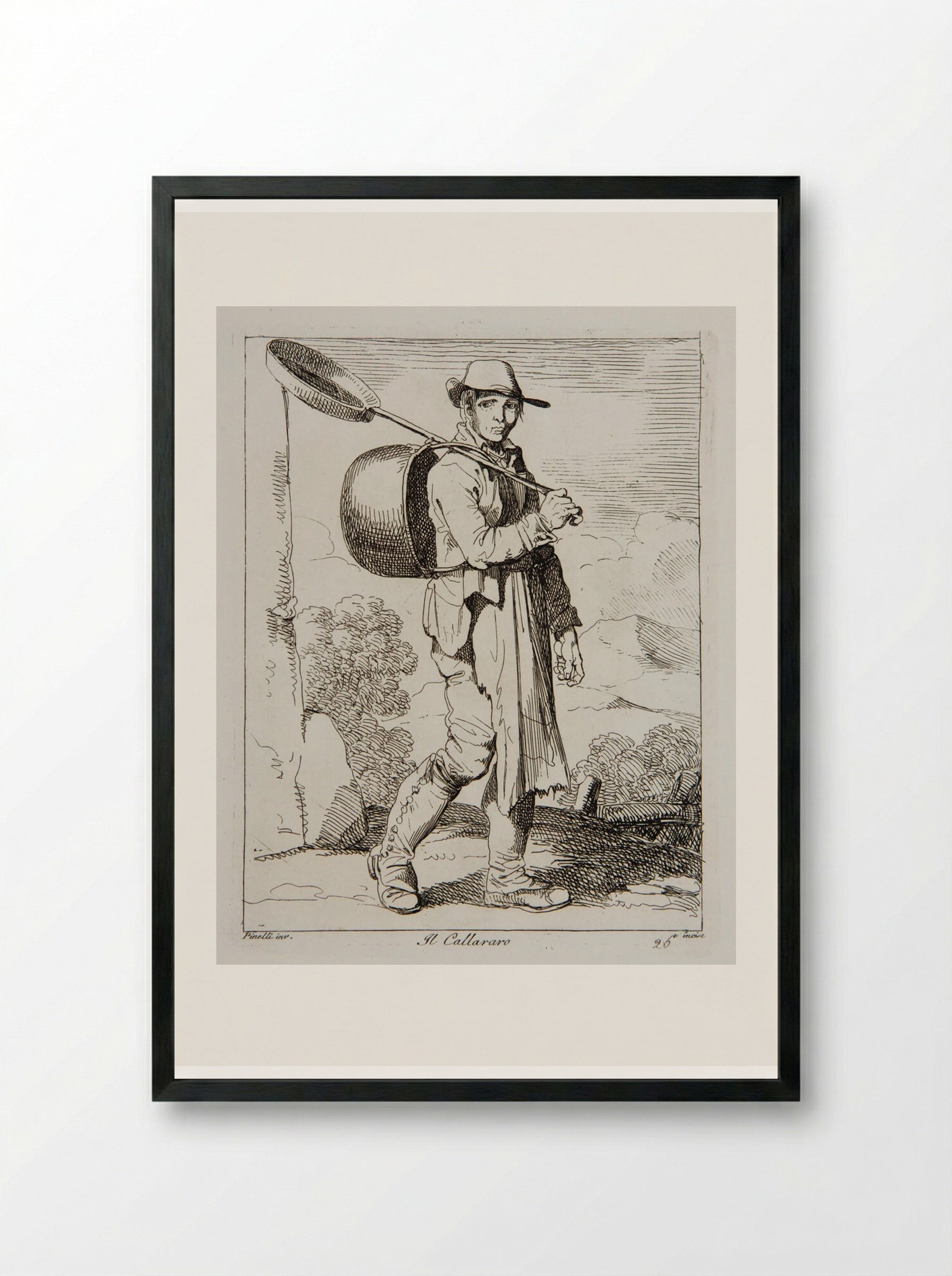 Il Callararo - Bartolomeo Pinelli - Framed Print Black