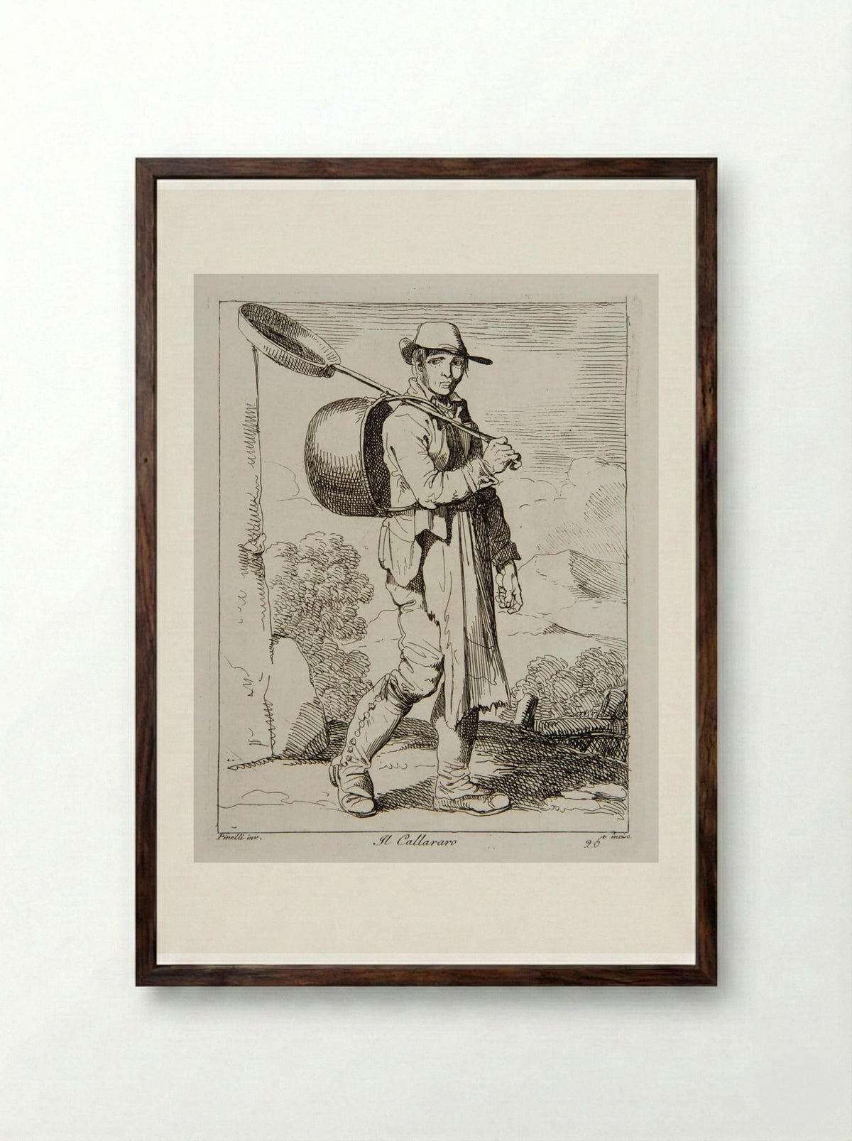 Il Callararo - Bartolomeo Pinelli - Framed Print Dark Wood
