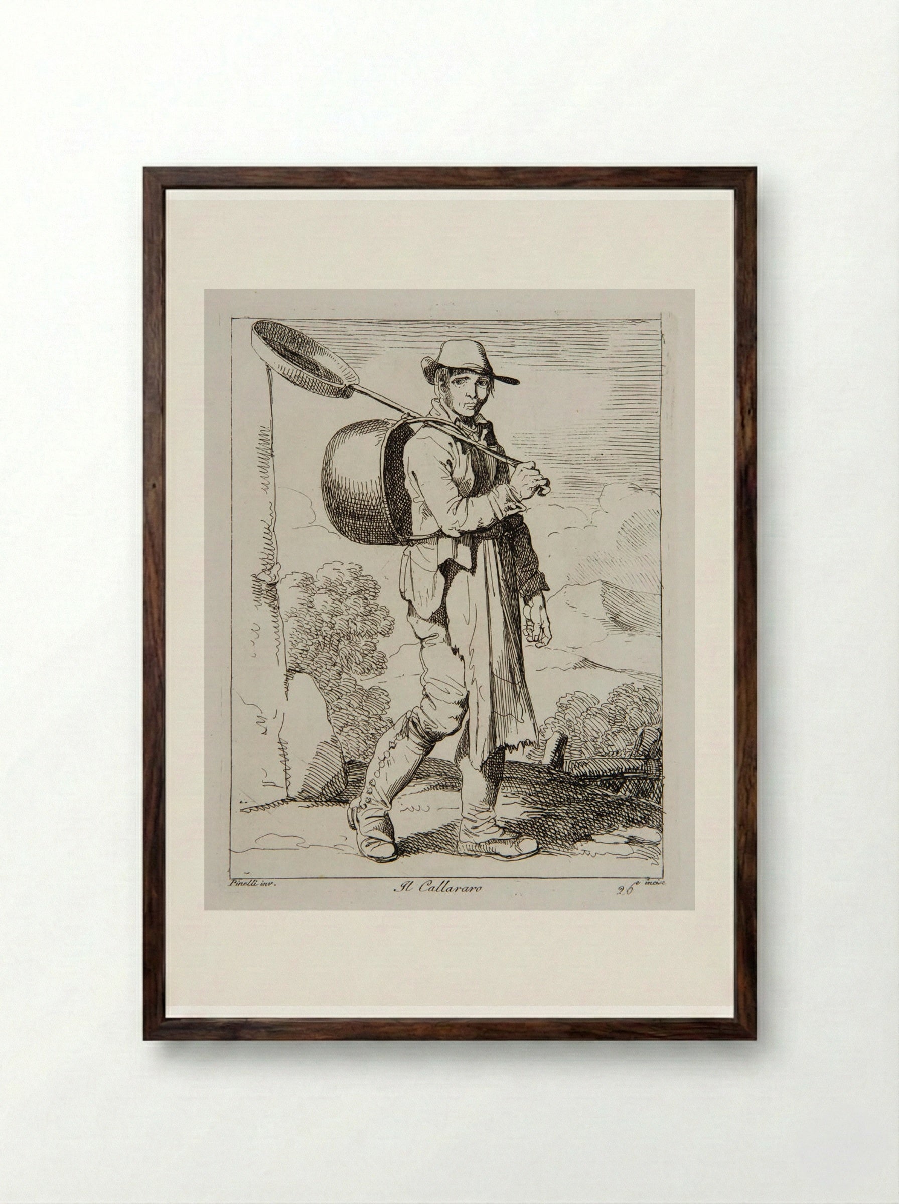 Il Callararo - Bartolomeo Pinelli - Framed Print Dark Wood