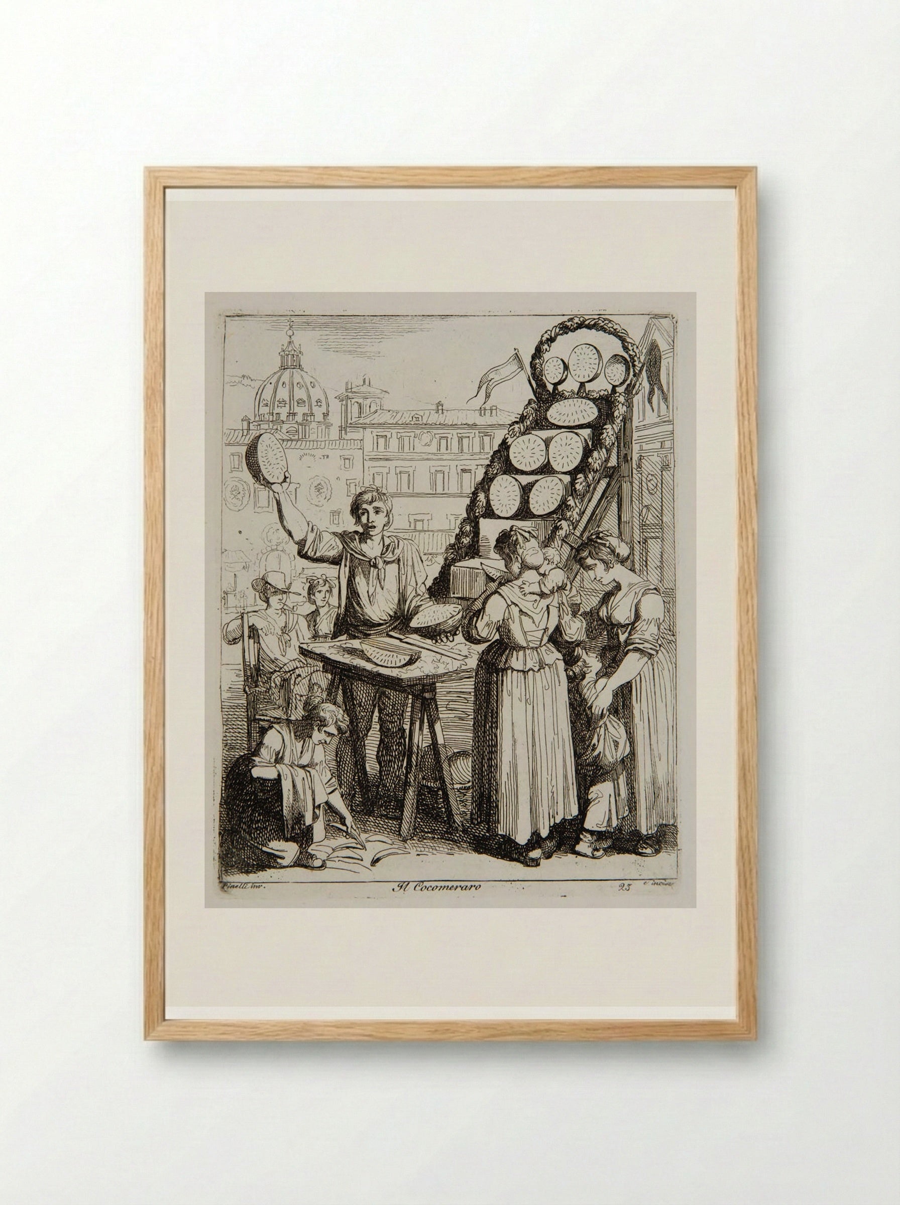 Il Cocomeraro (The Melon Seller) - Bartolomeo Pinelli - Framed Print Wood