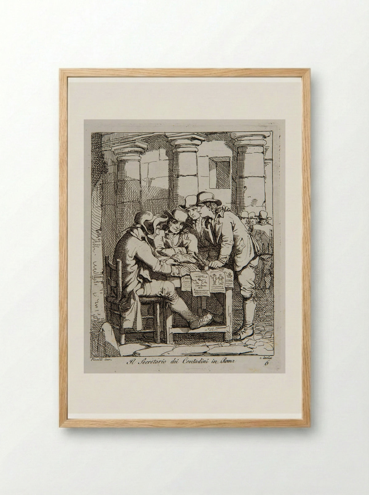 Il Segretario dei Contadini in Roma - Bartolomeo Pinelli - Framed Print Wood