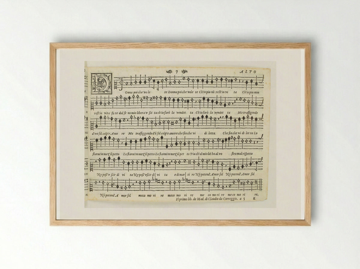 Il primo libro de madrigali a cinque voci - Claudio da Correggio - Framed Print Wood