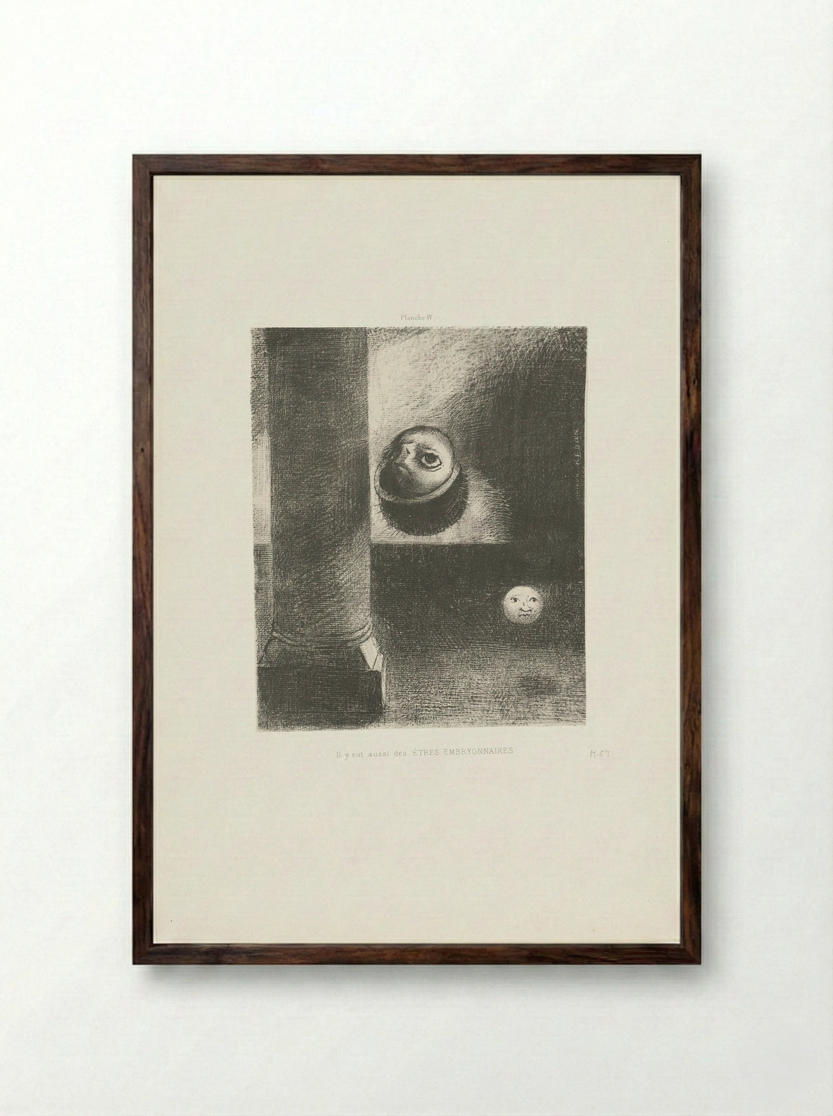 Il y eut aussi des êtres embryonnaires - Odilon Redon - Framed Print Dark Wood