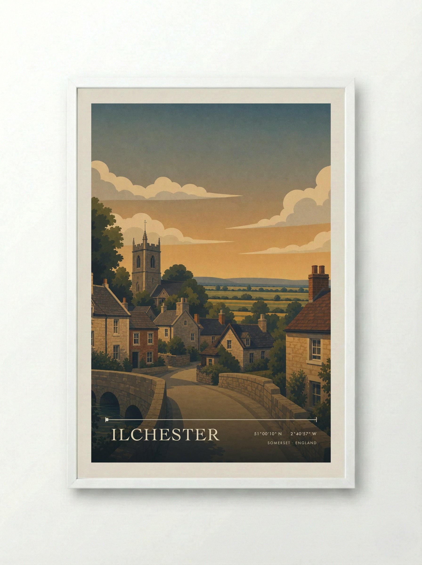 Ilchester Somerset England Travel Poster - Framed Print White