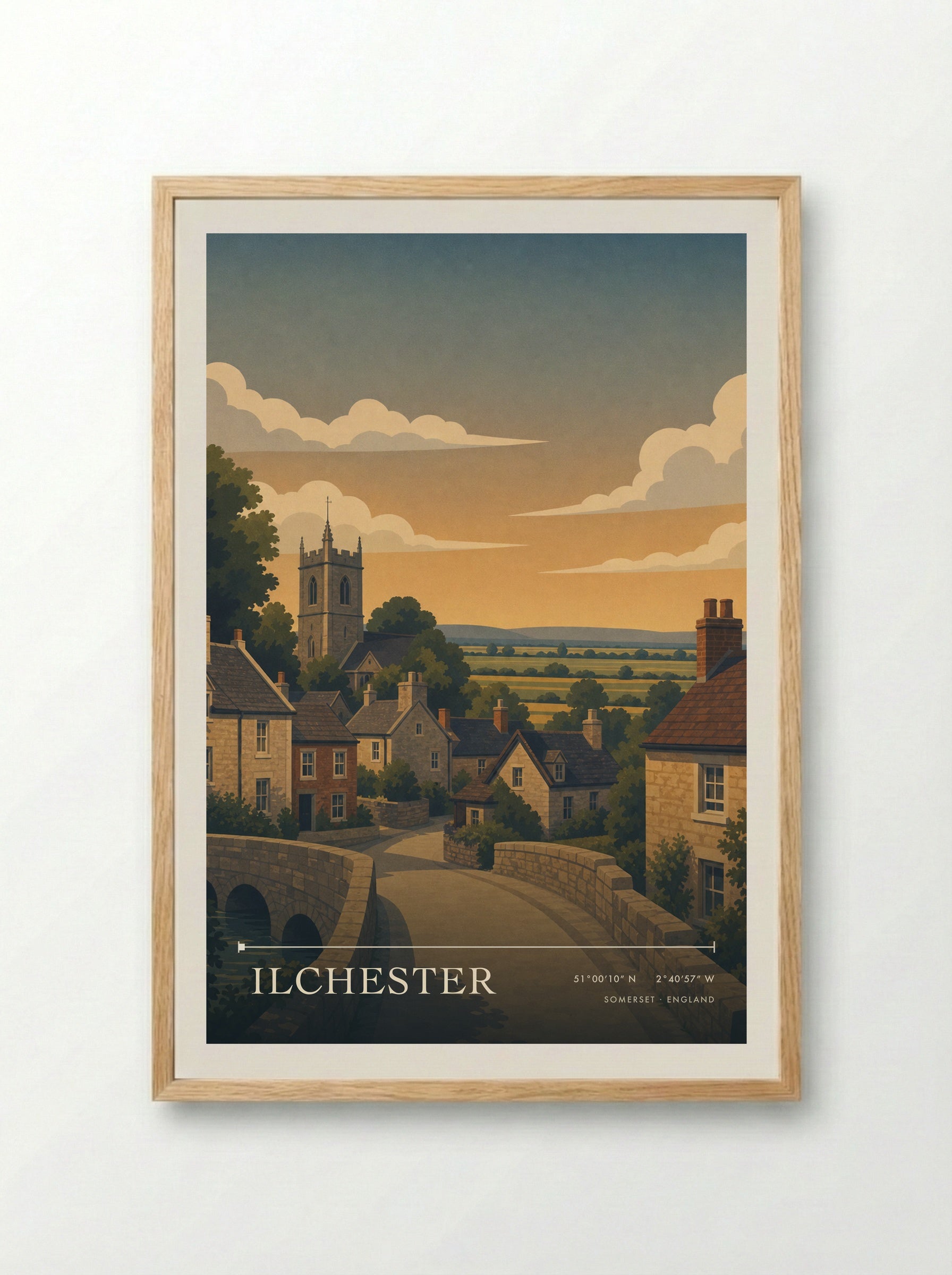 Ilchester Somerset England Travel Poster - Framed Print Wood