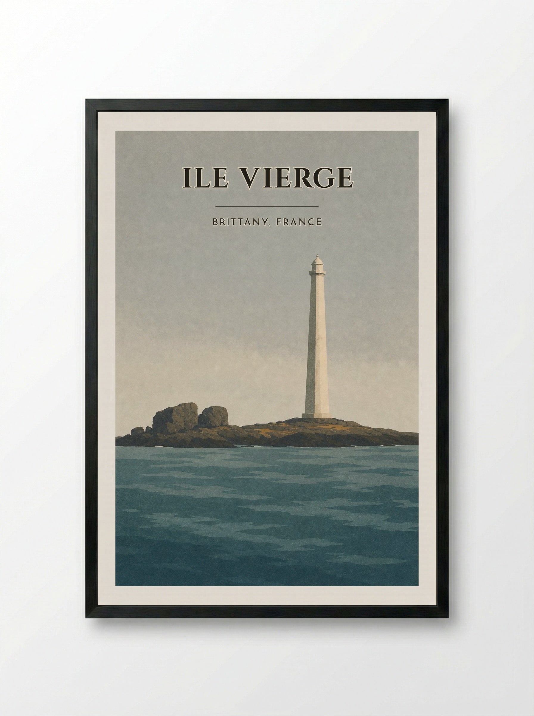 Ile Vierge Travel Poster Artwork - Framed Print Black