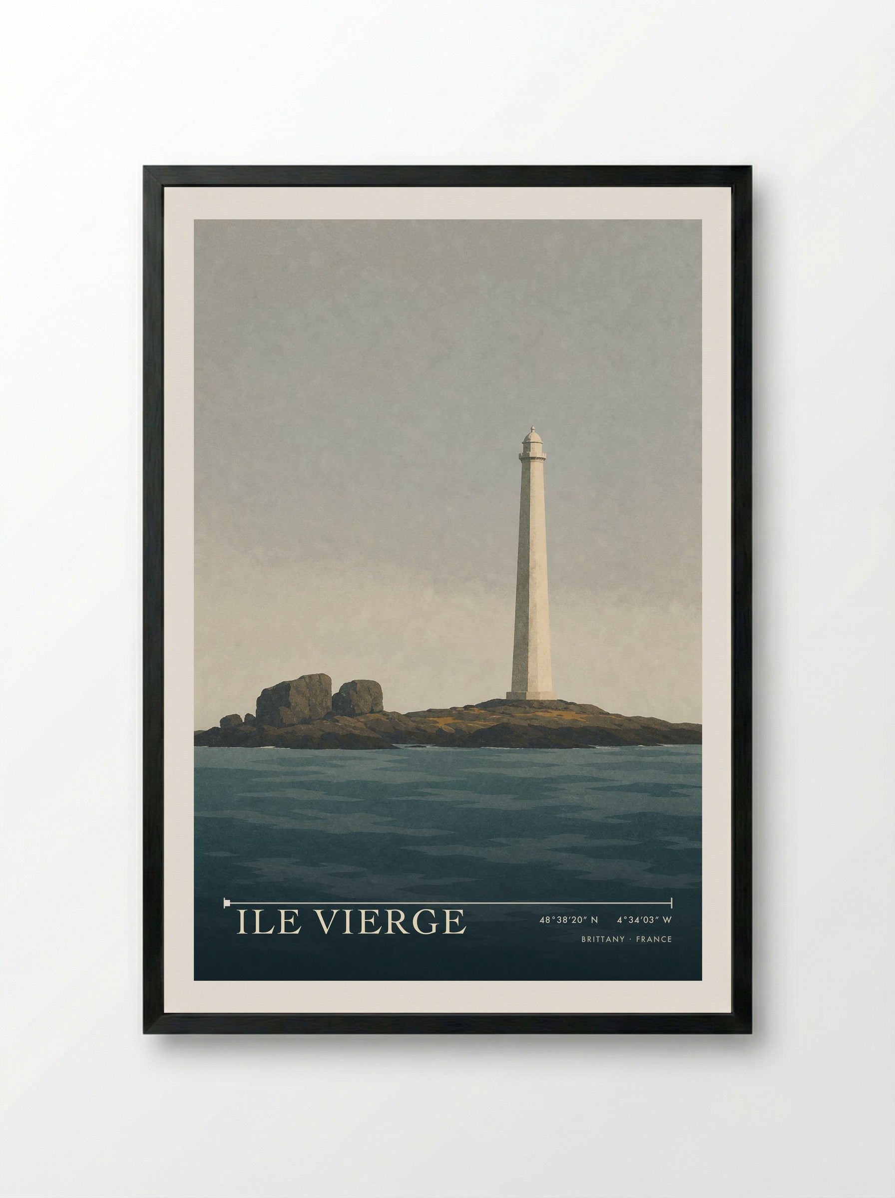 Ile Vierge Travel Poster Artwork - Framed Print Black