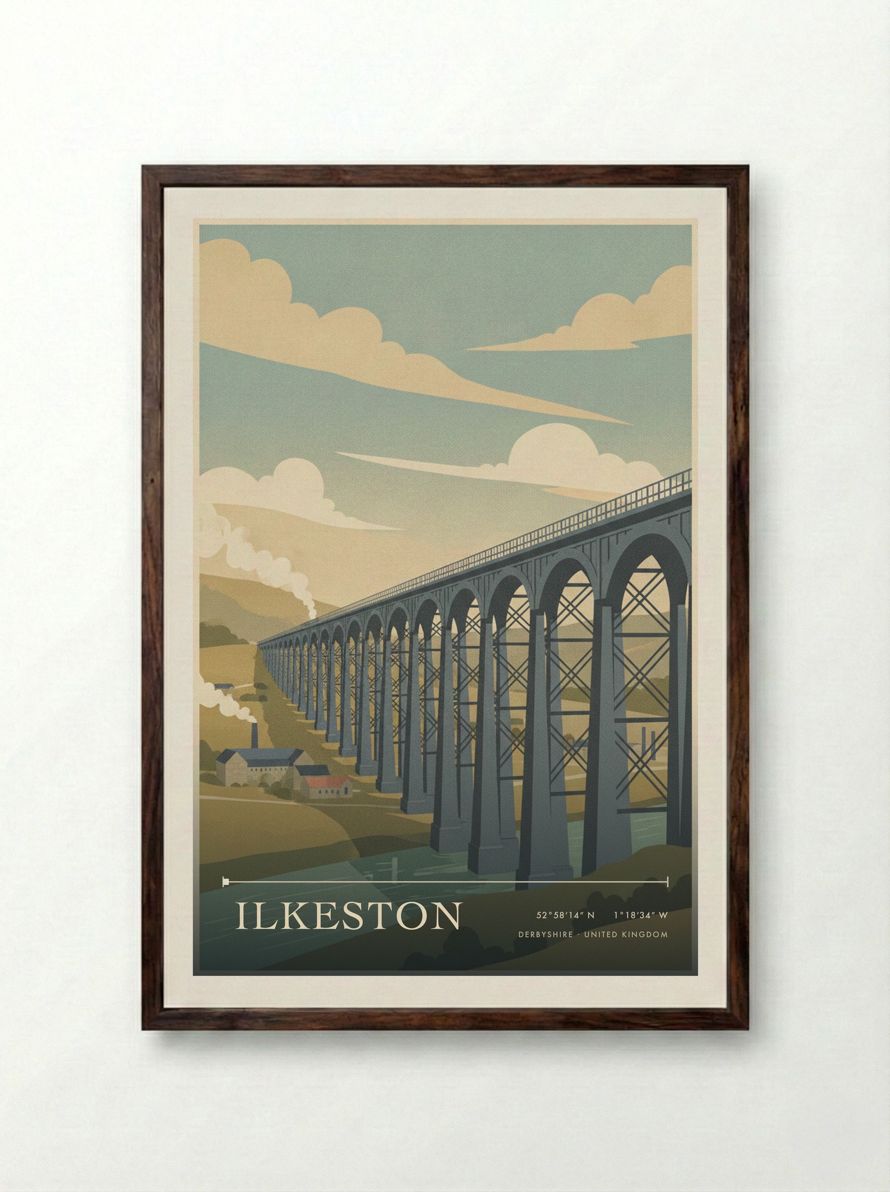 Ilkeston Derbyshire United Kingdom Travel Poster - Framed Print Dark Wood