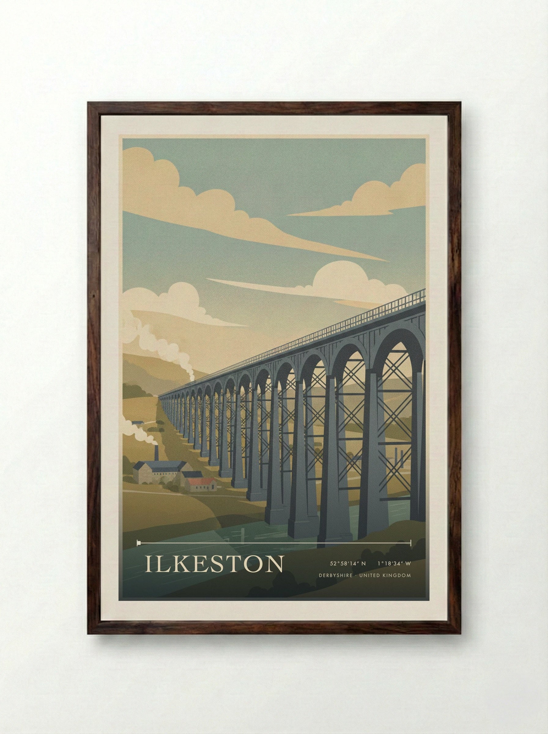Ilkeston Derbyshire United Kingdom Travel Poster - Framed Print Dark Wood