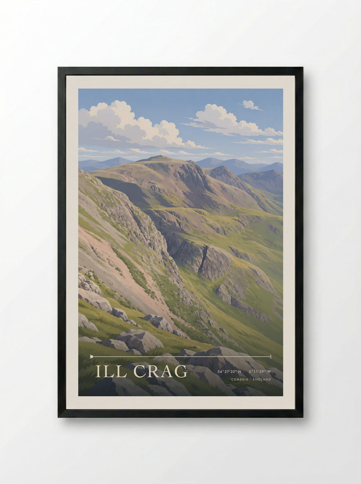 Ill Crag, Cumbria | Travel Poster - Framed Print Black
