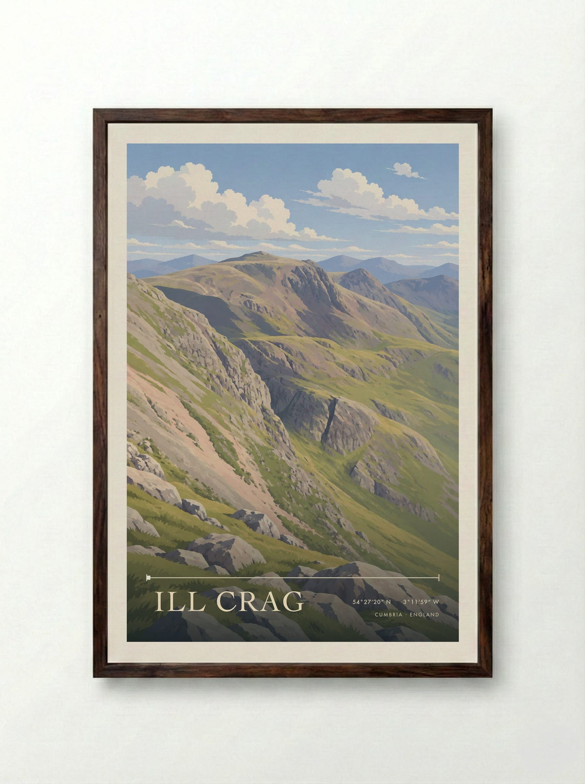 Ill Crag, Cumbria | Travel Poster - Framed Print Dark Wood