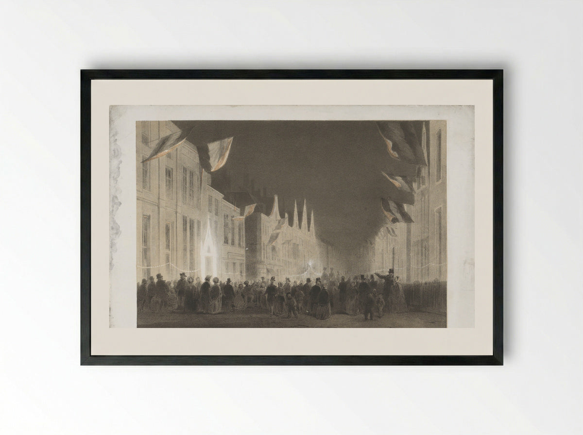 Illuminatie in de Breestraat - Jacobus Hazenberg - Framed Print Black