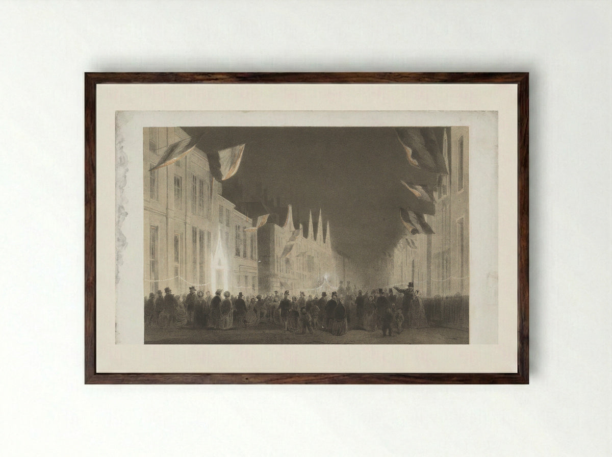 Illuminatie in de Breestraat - Jacobus Hazenberg - Framed Print Dark Wood