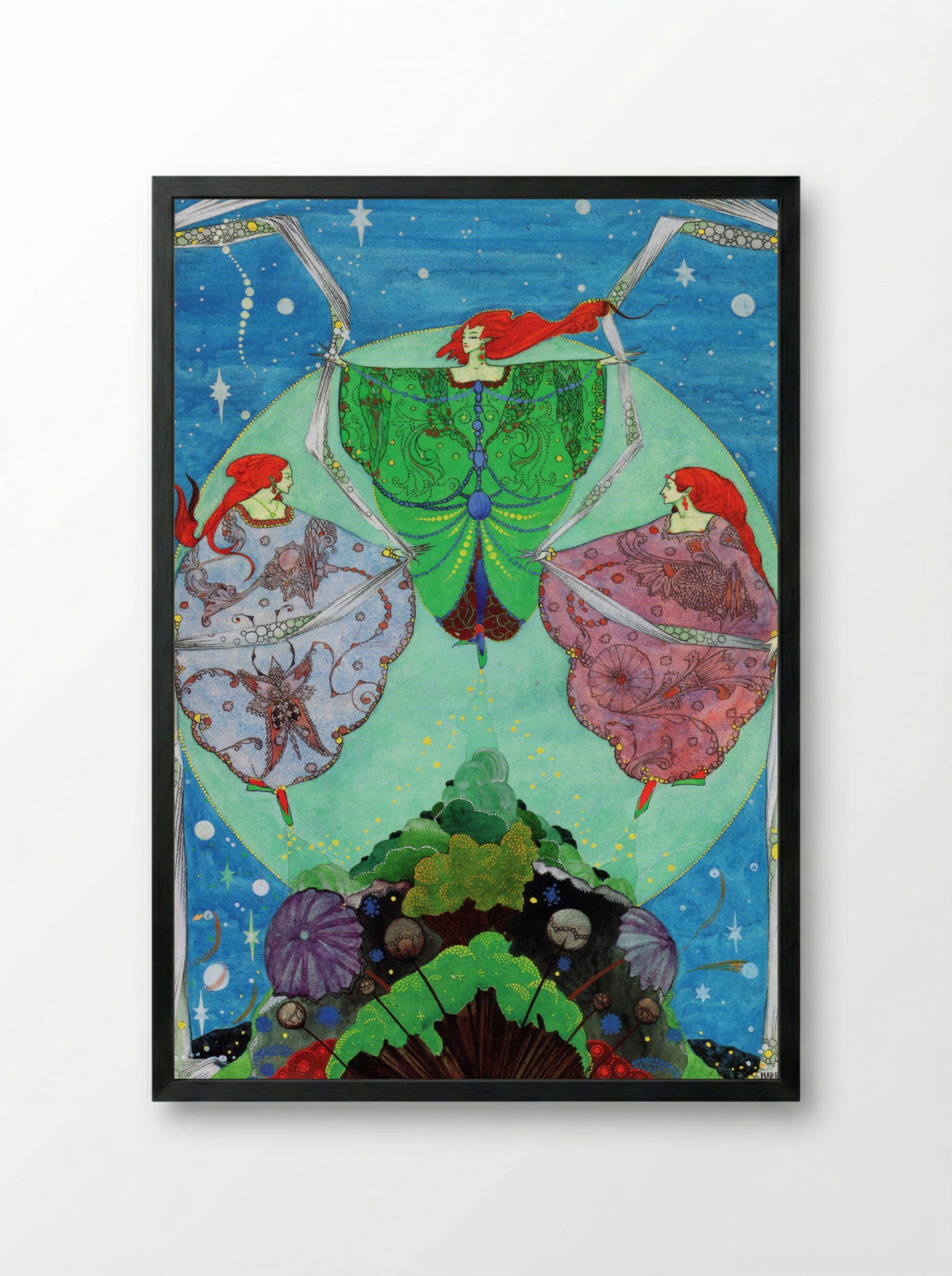 Illustration for Fairy Tales by Hans Christian Andersen - Harry Clarke - Framed Print Black