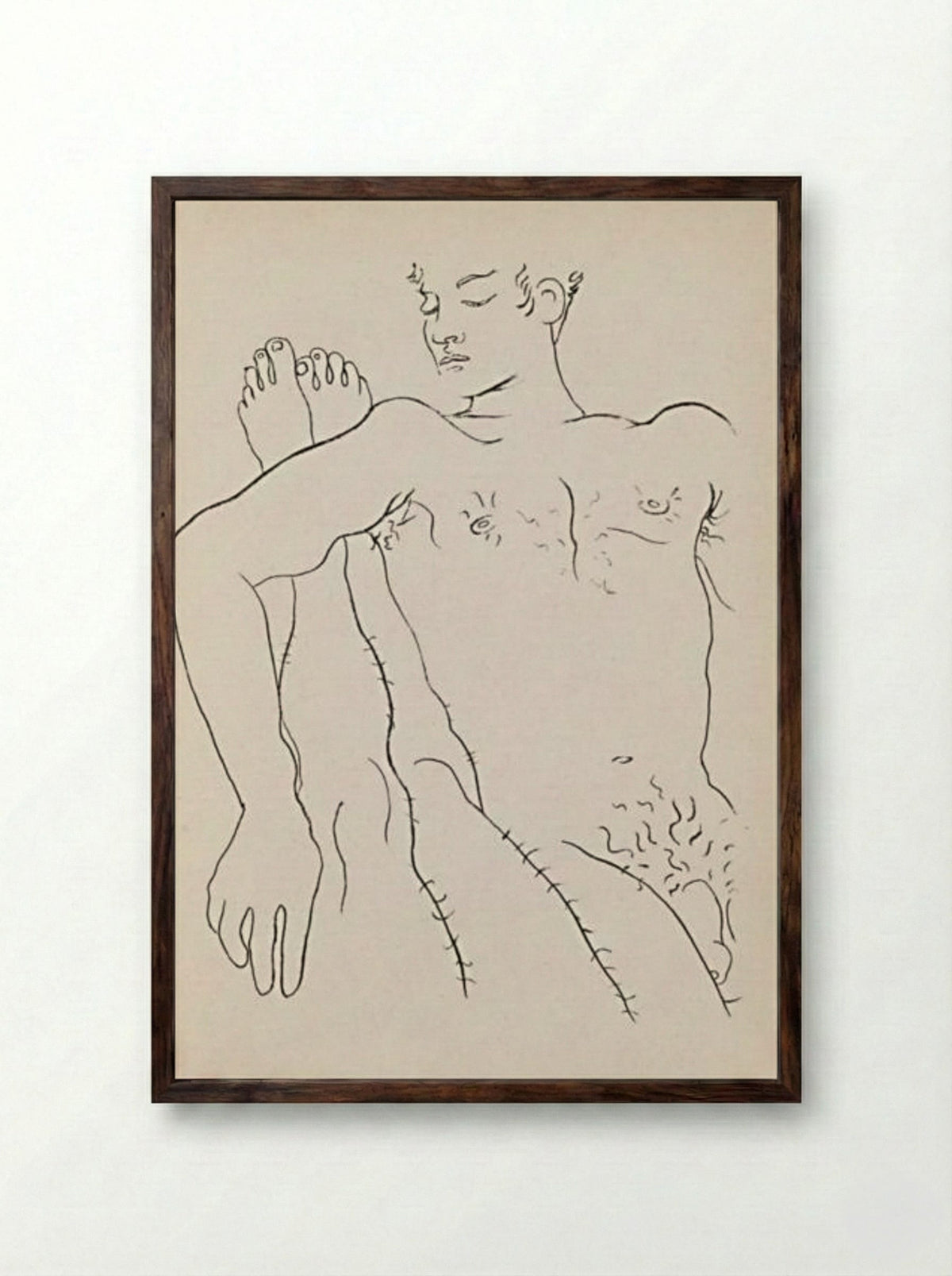 Illustration for Jean Genet’s 'Querelle de Brest' - Jean Cocteau - Framed Print Dark Wood