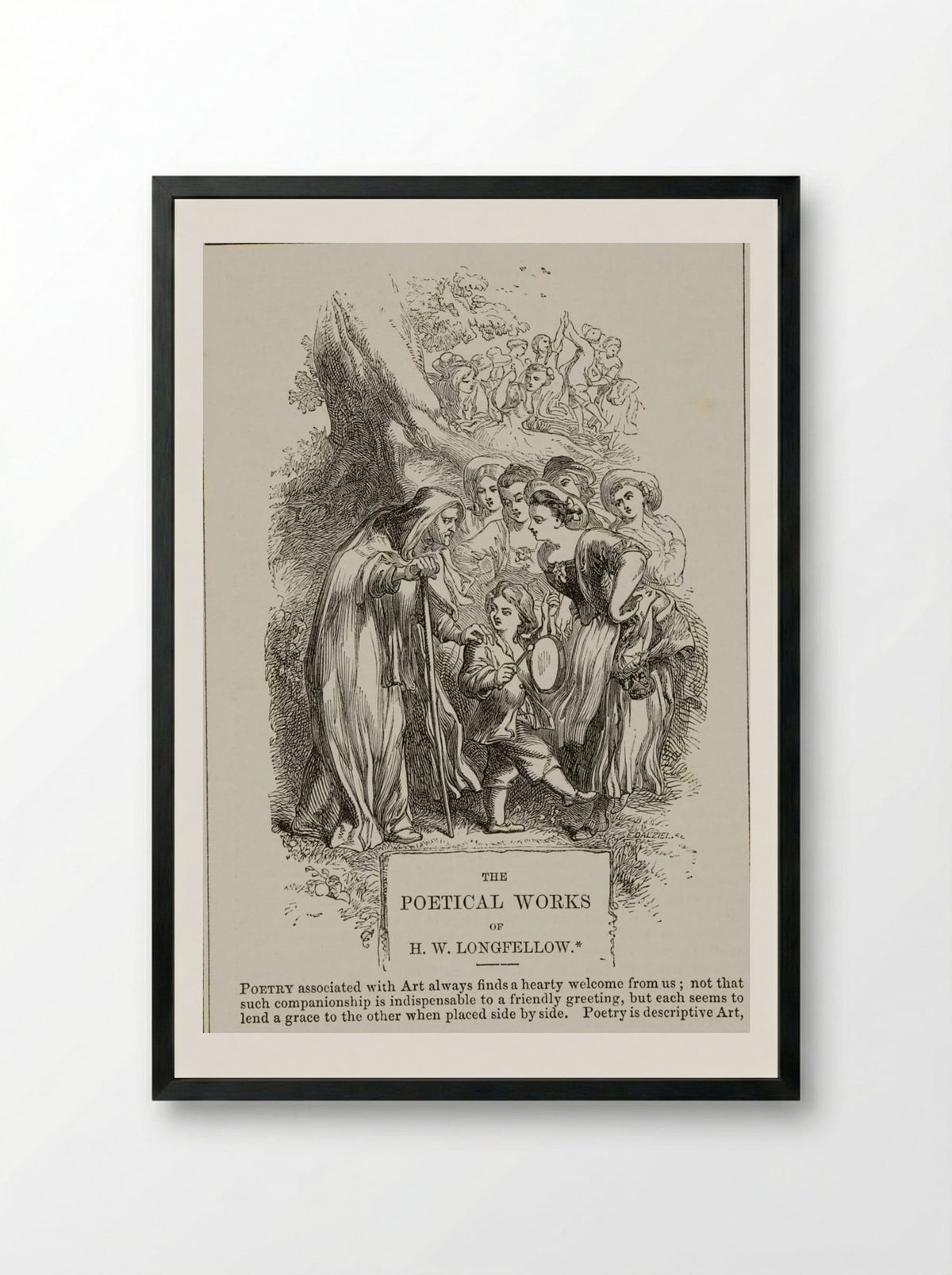 Illustration for The Poetical Works of H.W. Longfellow - Edward Dalziel - Framed Print Black
