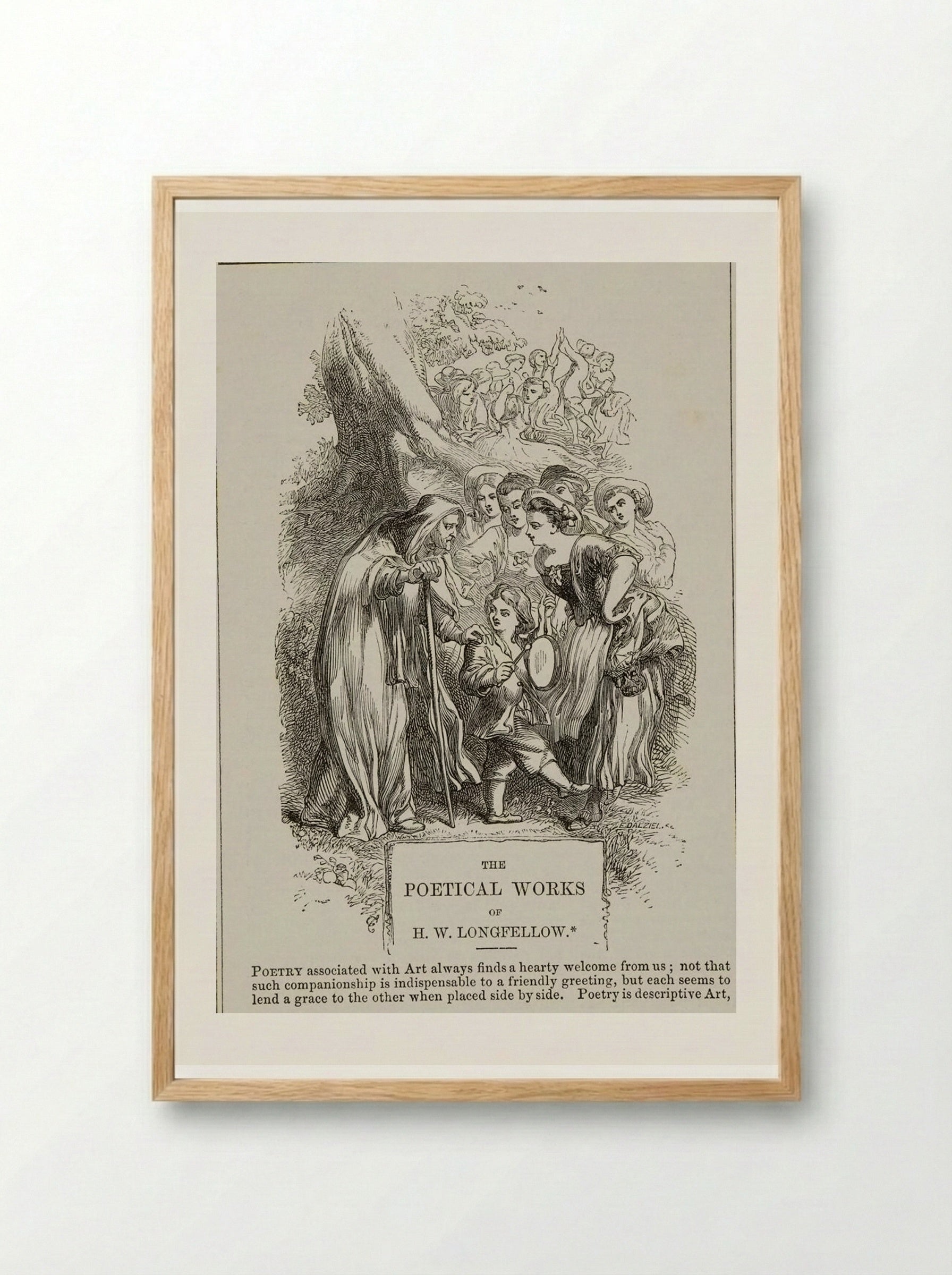 Illustration for The Poetical Works of H.W. Longfellow - Edward Dalziel - Framed Print Wood