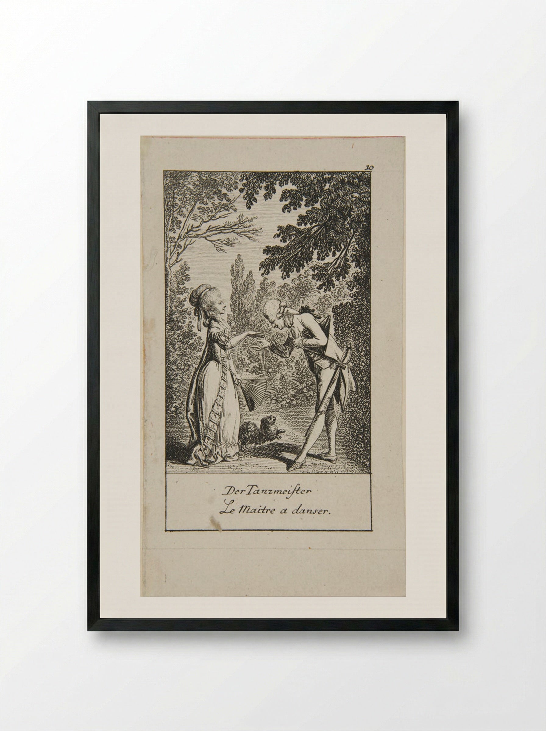 Illustration for Wedding Proposals: The Dance Master - Daniel Nikolaus Chodowiecki - Framed Print Black