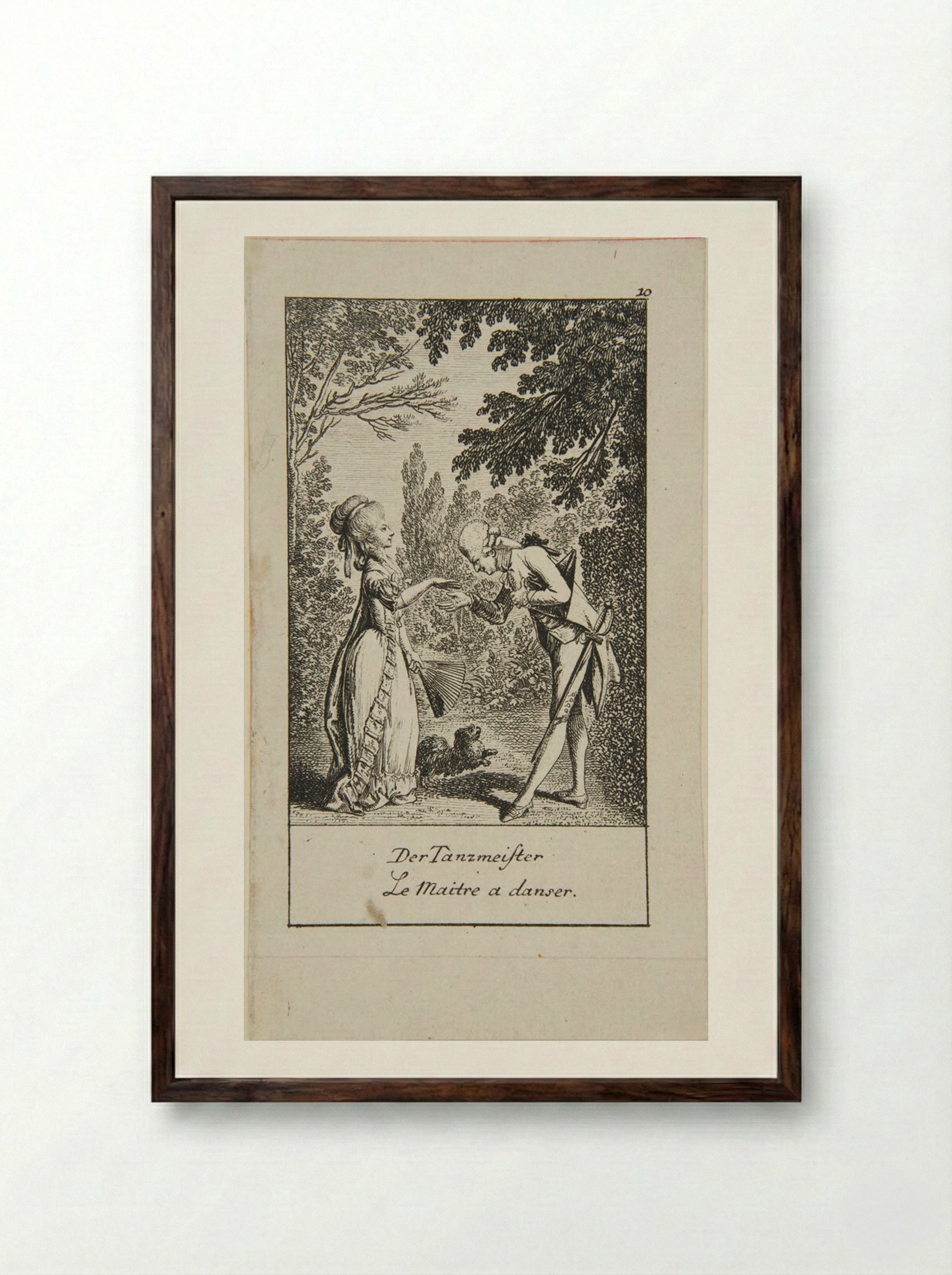 Illustration for Wedding Proposals: The Dance Master - Daniel Nikolaus Chodowiecki - Framed Print Dark Wood