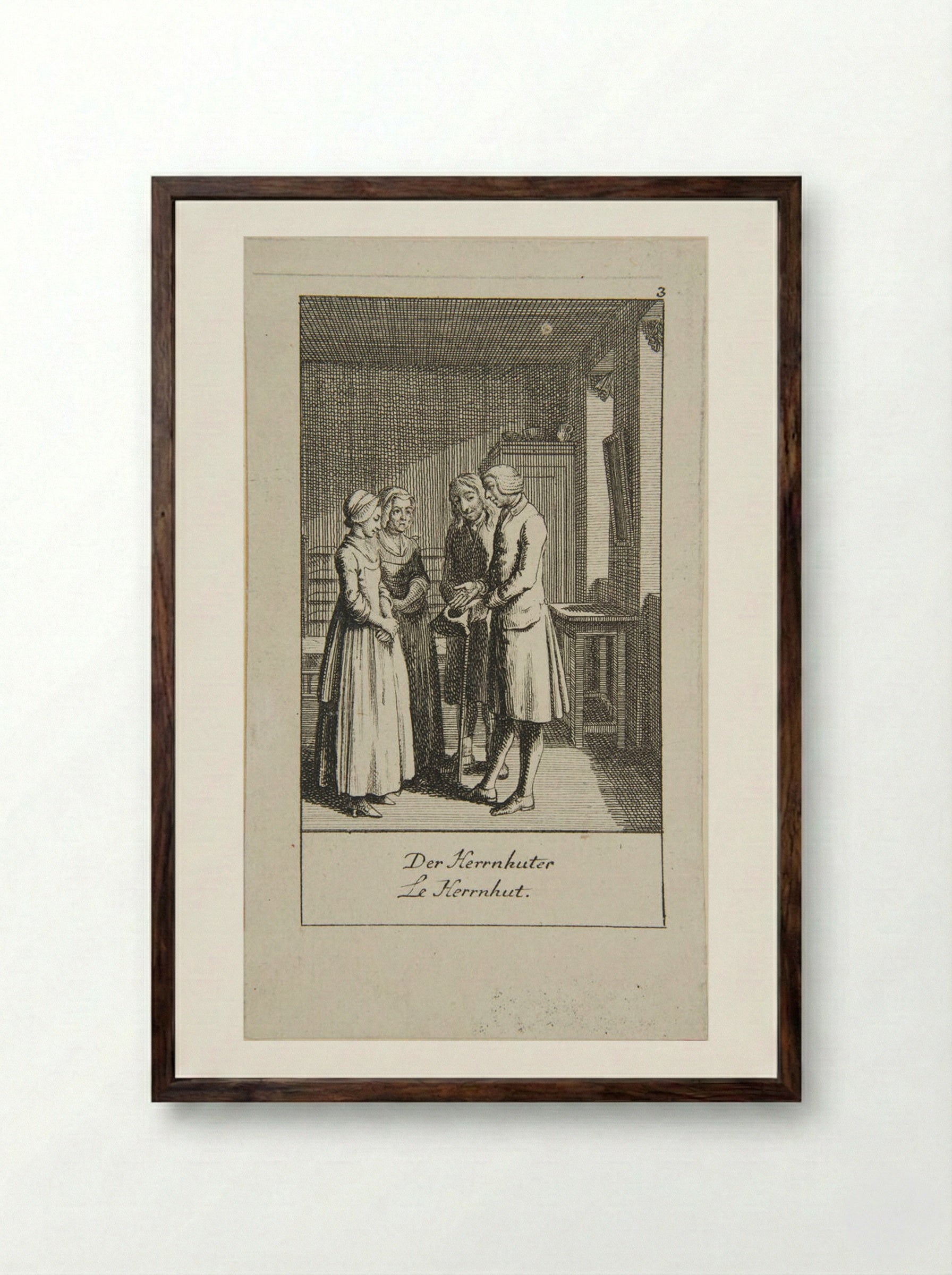 Illustration for Wedding Proposals: The Moravian - Daniel Nikolaus Chodowiecki - Framed Print Dark Wood