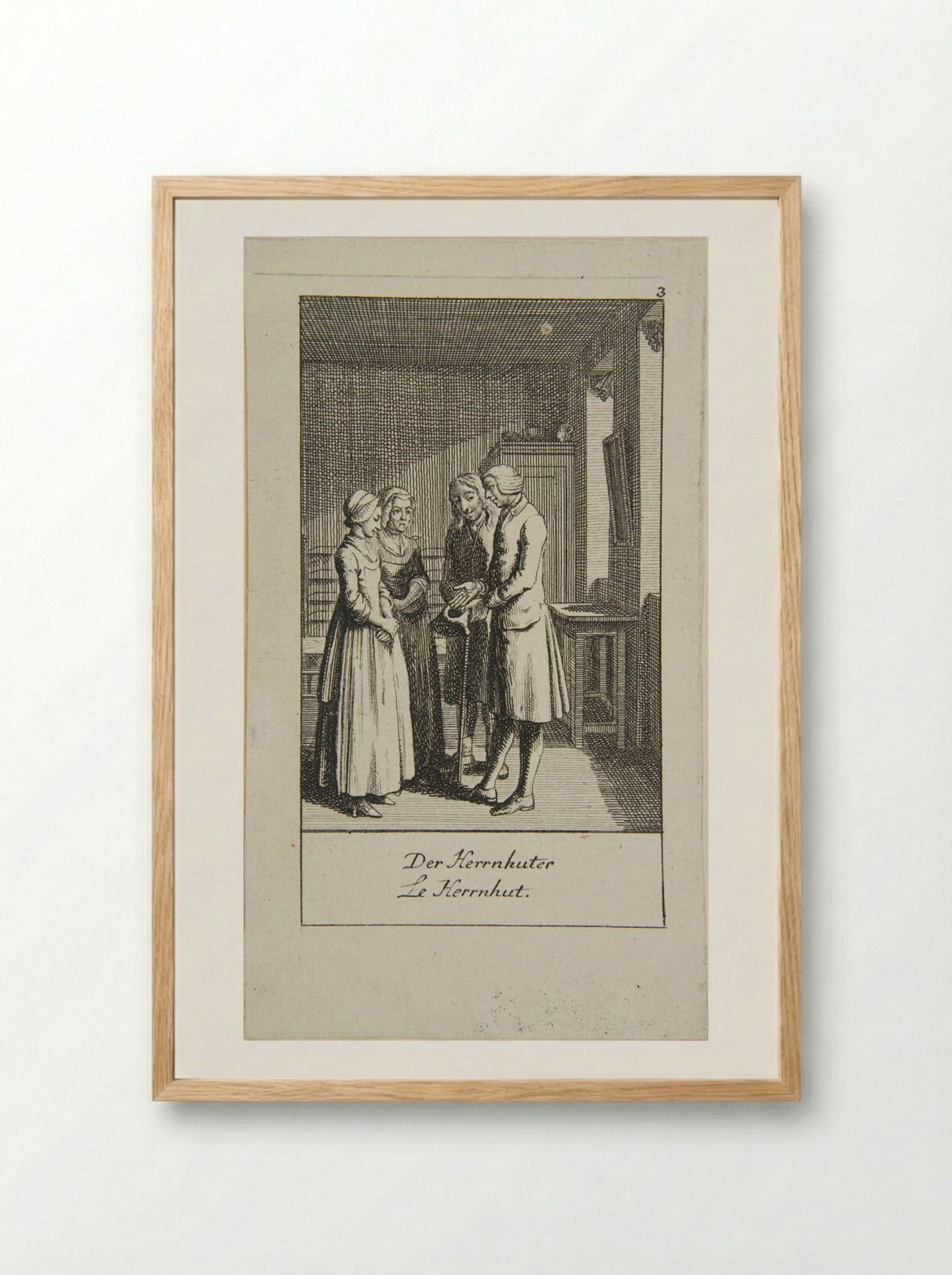 Illustration for Wedding Proposals: The Moravian - Daniel Nikolaus Chodowiecki - Framed Print Wood