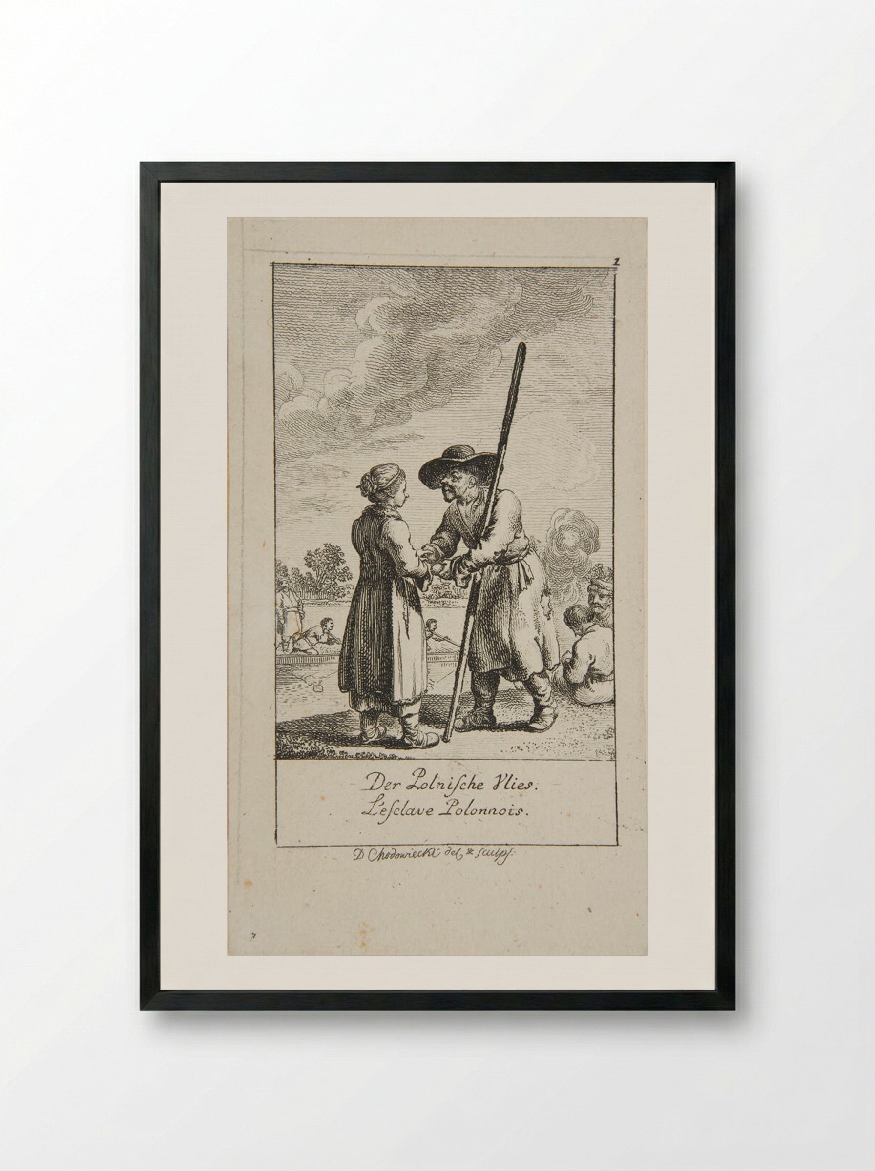 Illustration for Wedding Proposals: The Polish Slaves - Daniel Nikolaus Chodowiecki - Framed Print Black