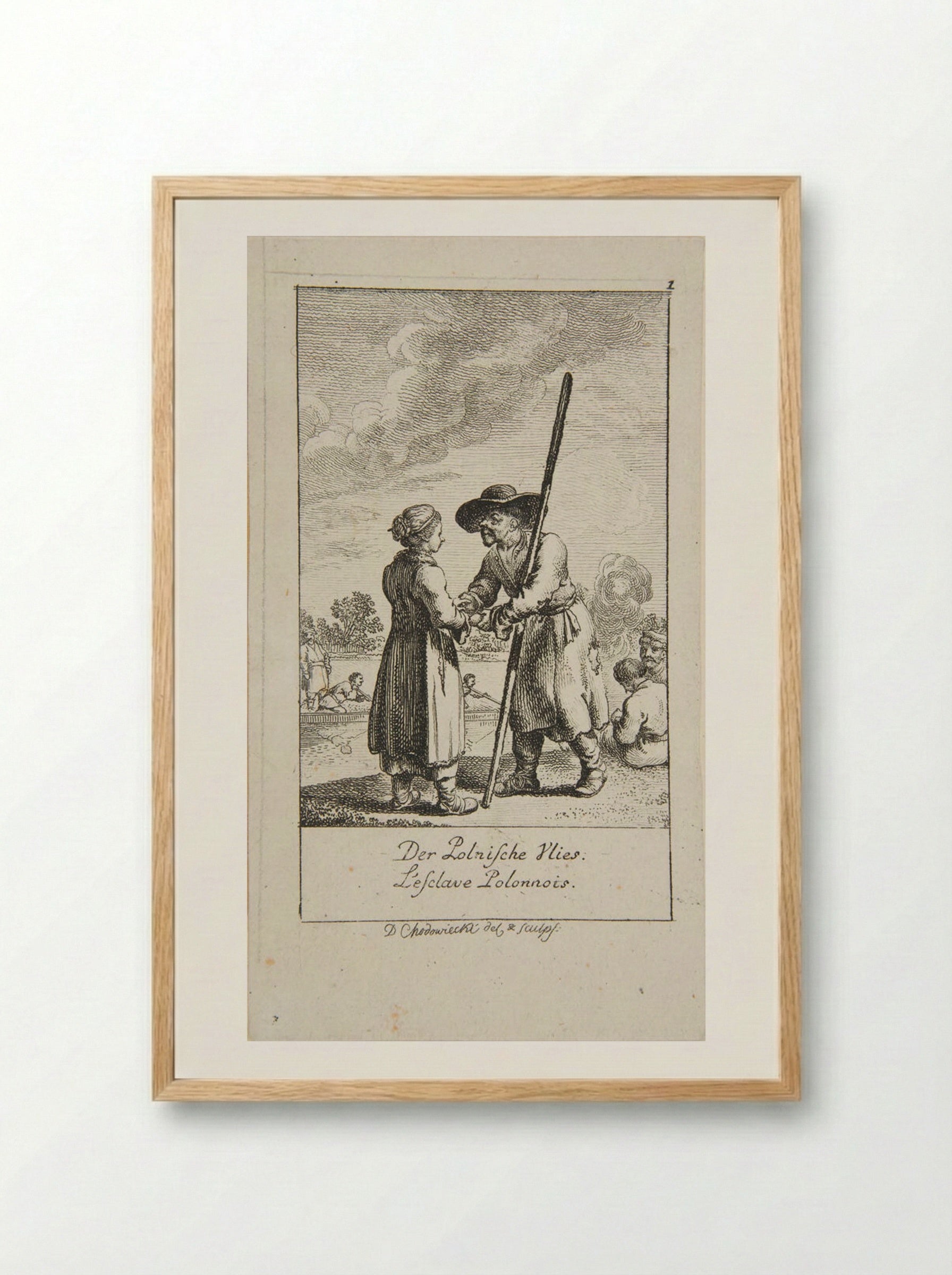 Illustration for Wedding Proposals: The Polish Slaves - Daniel Nikolaus Chodowiecki - Framed Print Wood