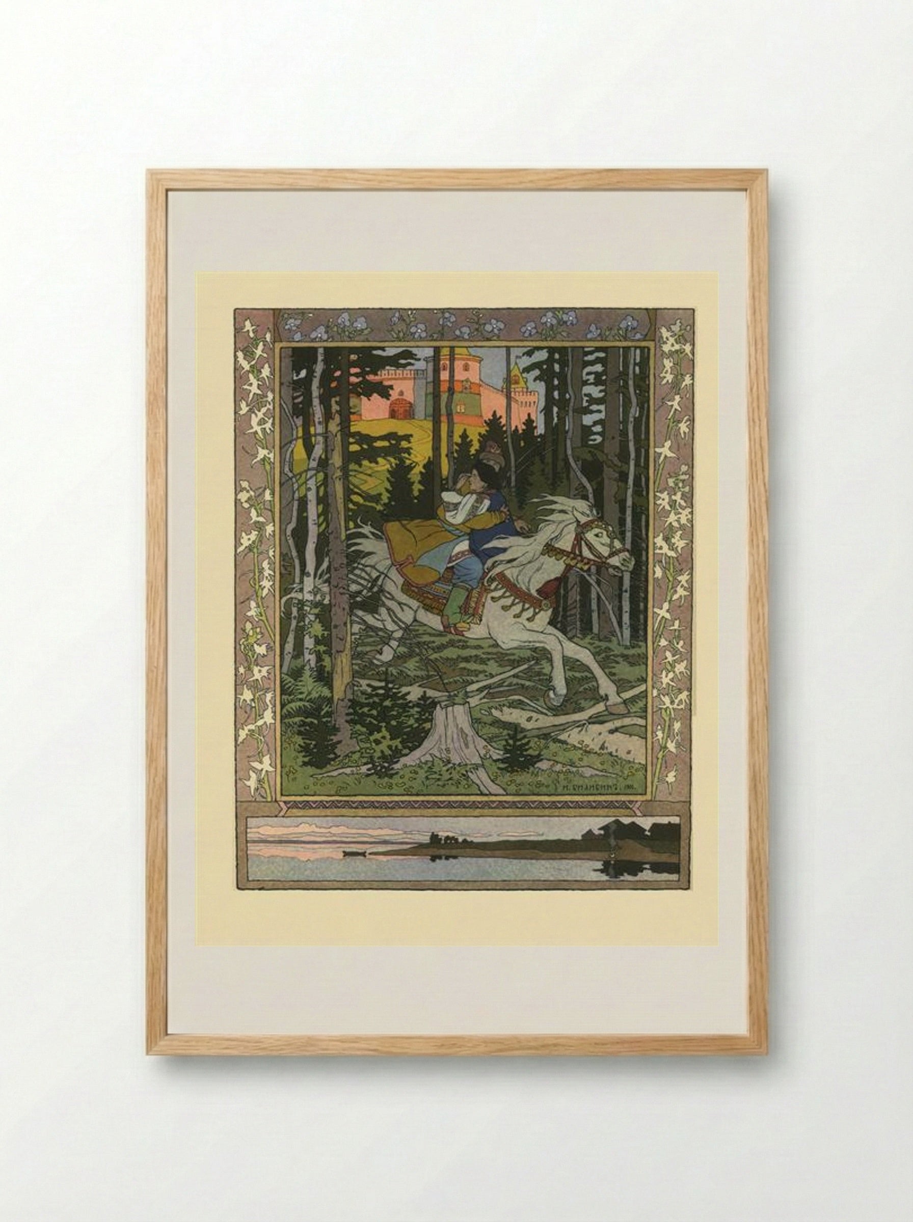 Illustration for the Russian Fairy Story Maria Morevna - Ivan Bilibin - Framed Print Wood