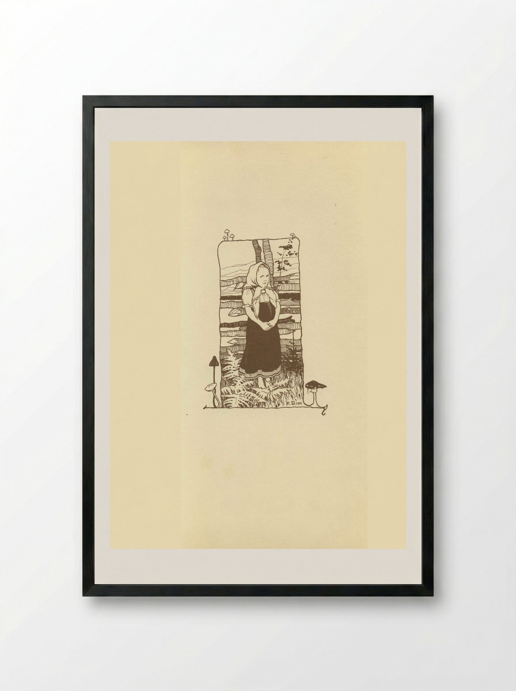 Illustration for the Russian Fairy Story The Frog Princess - Ivan Bilibin - Framed Print Black