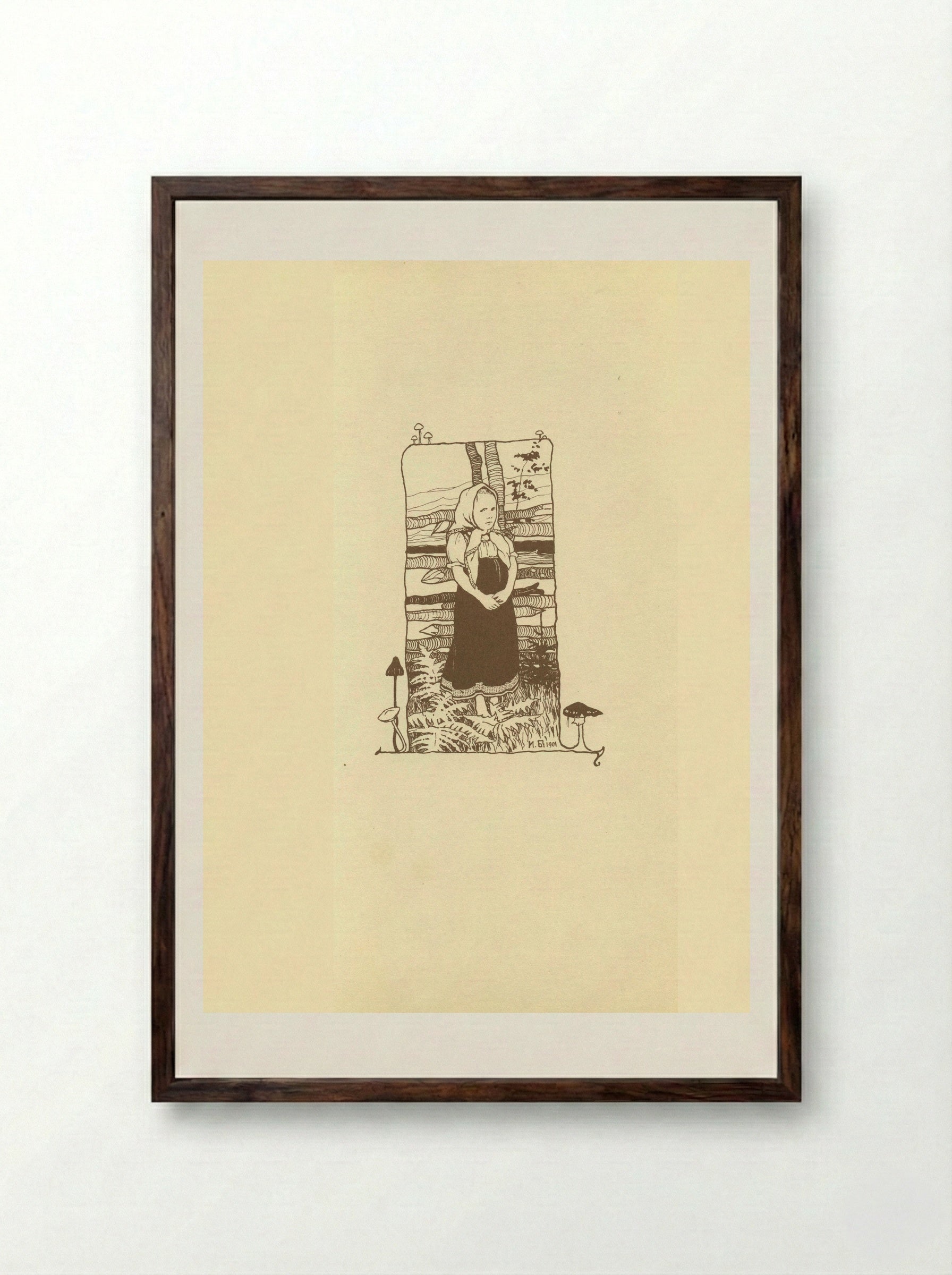 Illustration for the Russian Fairy Story The Frog Princess - Ivan Bilibin - Framed Print Dark Wood